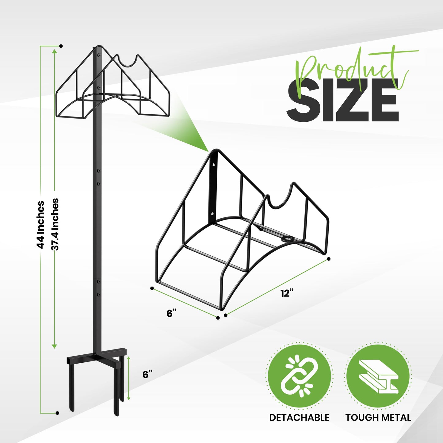 Utopia Home Garden Hose Holder Freestanding, Sturdy Outdoor Water Hose Holder Stand, Detachable, Rustproof Pipe Organizer for Courtyards, Flower Beds, and Lawns, Black