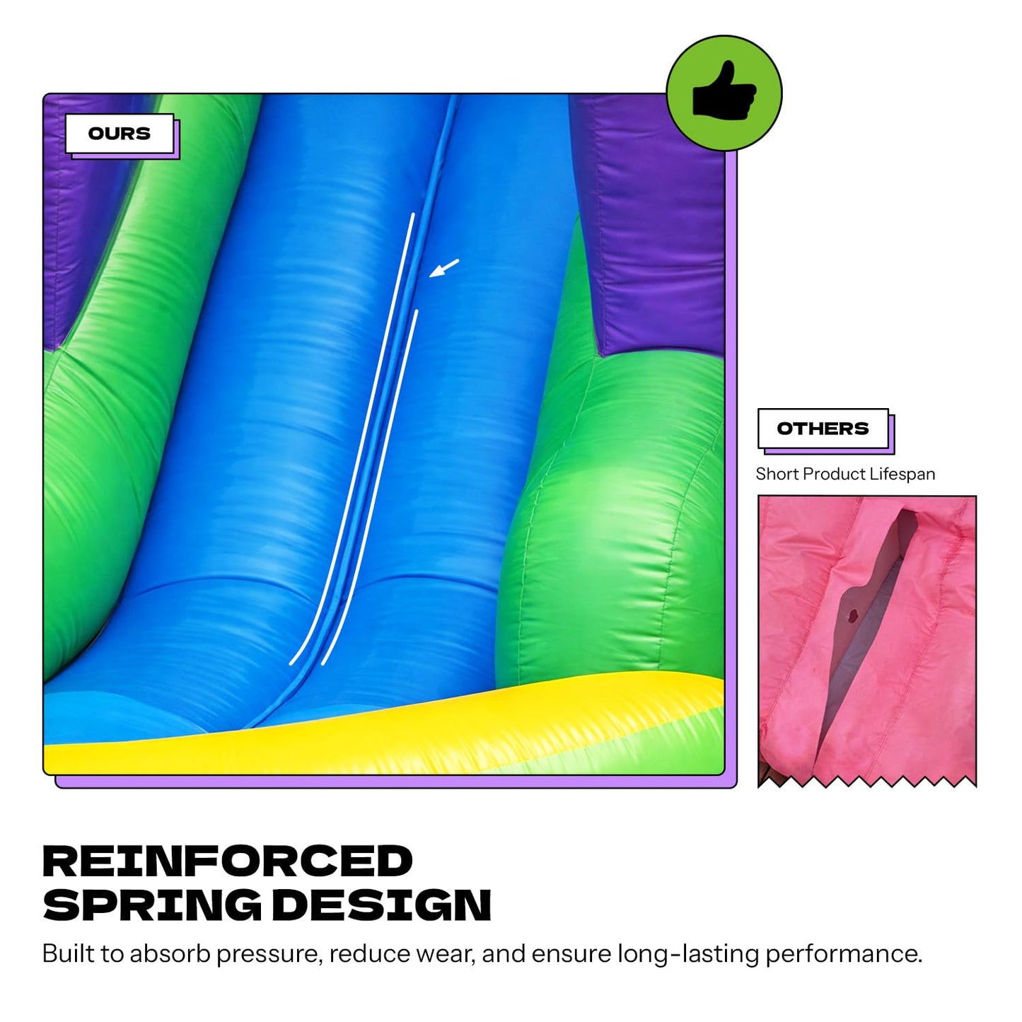 POP JUMP 16'x15'x12' Rainbow Castle Inflatable Bounce House with Dual Water Slide & Pool, 100% PVC Vinyl, Commercial Reinforced, Basketball Hoop, Front Entrance for Easy Supervision, Includes Blower