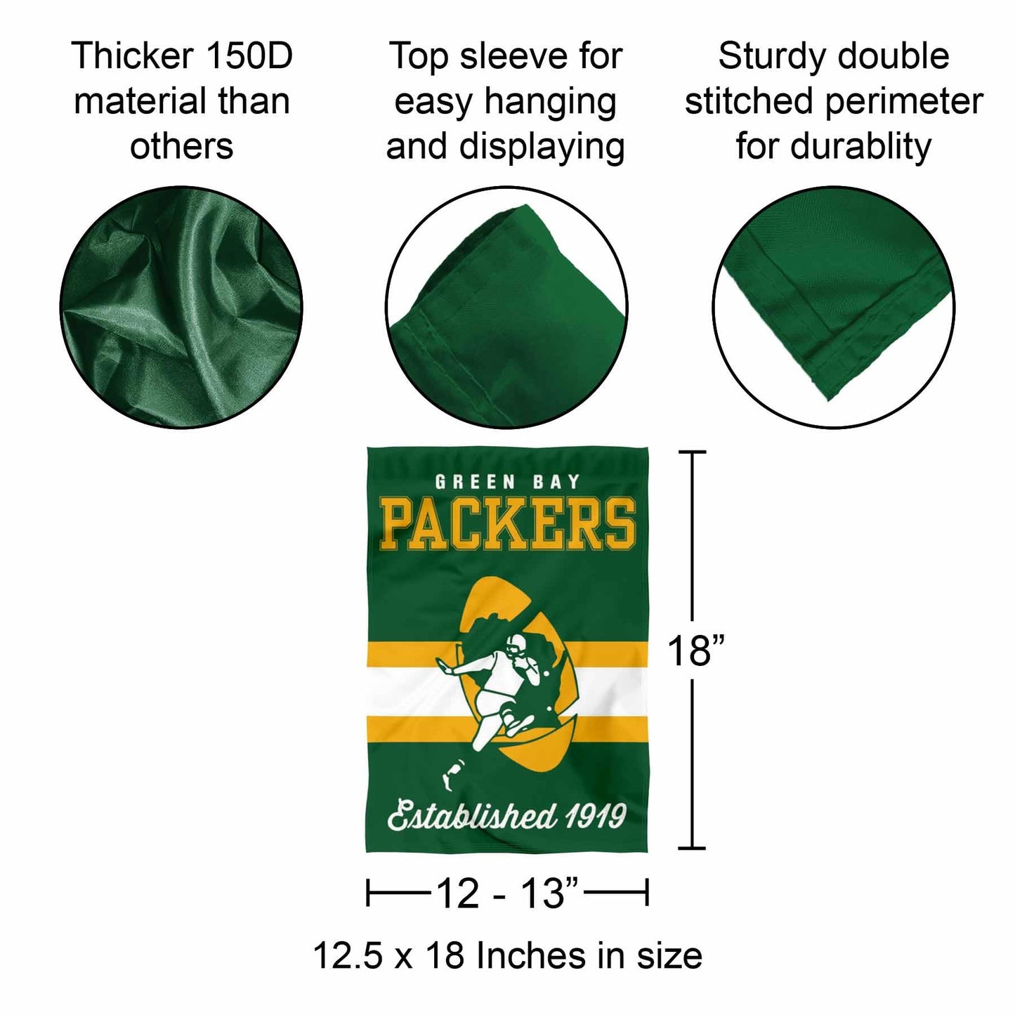 Green Bay Packers Vintage Stripes Garden Flag Double Sided Banner