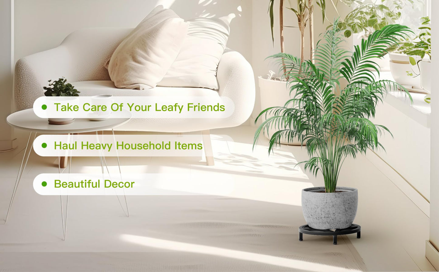 Zhongma 2 Pack 11.8" Fully Assembled Sturdy Potted Plant Stand Flower Pot Holder Heavy Duty Construction, Low Plant Stand for Home Indoor and Outdoor, Sturdy plant riser and saucer without Installation Required