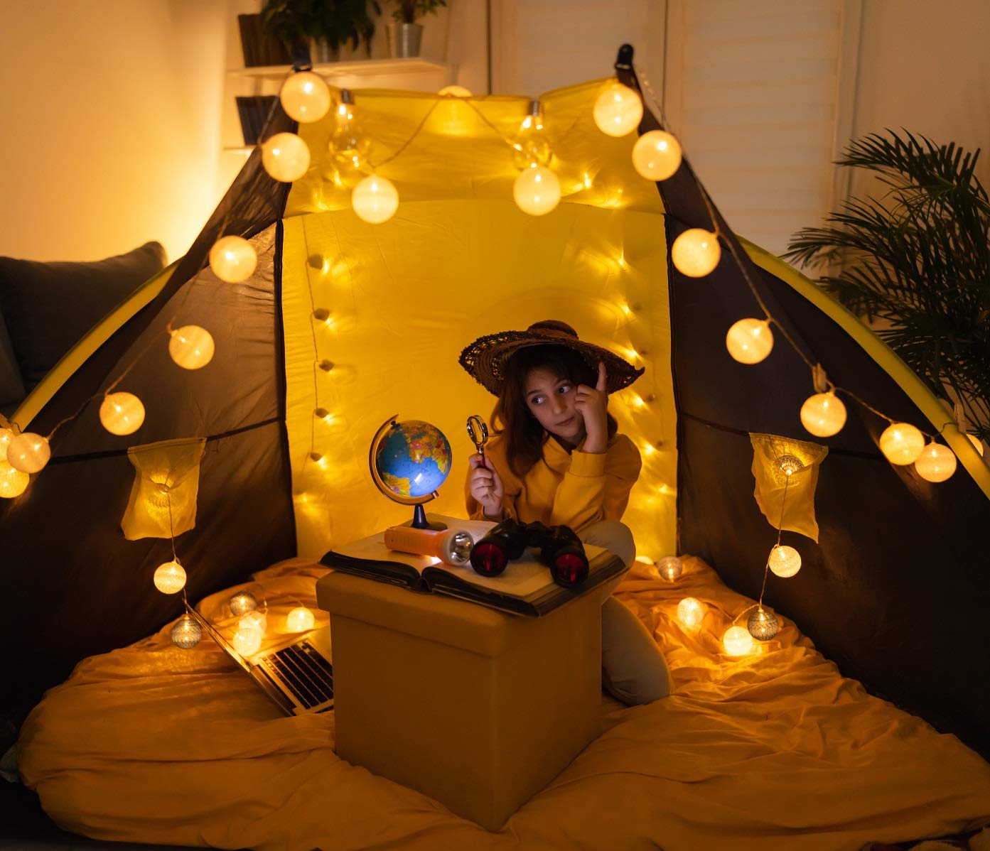 Cobus CozyHome Lantern String Lights Outdoor - 20 Lantern LEDs & 23 ft with 8 Modes | Warm White Outdoor Lampion String Lights Electric Lighting 23 ft