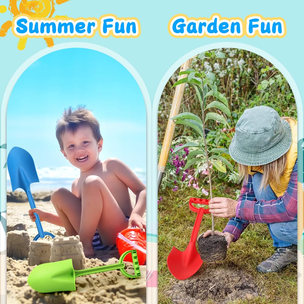 Heavy Duty 16" Thick Beach Sand Toy Shovels for Kids Adults, Jumbo Scooping Spade Toys Kit Gear Water Pool Gardening Digging Sandbox Toy Garden Tool Complete Gift Set for Boys Girls Green Blue Red