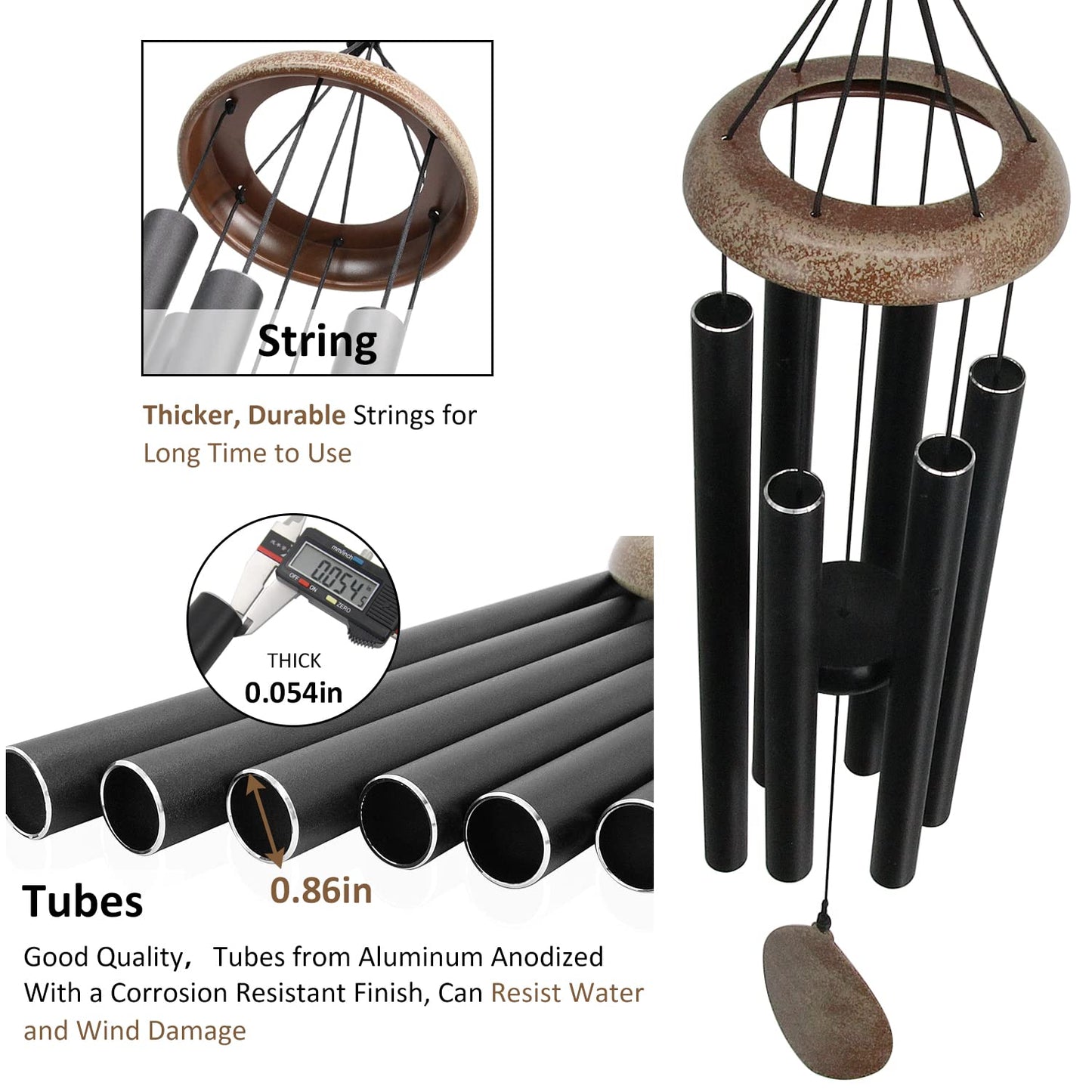 ASTARIN Wind Chimes for Outside Deep Tone,36 Inch Windchime Outdoors，Chimes for Outdoors,Sympathy Wind Chimes Memorial for Mom Dad，All Metal Wind Chime