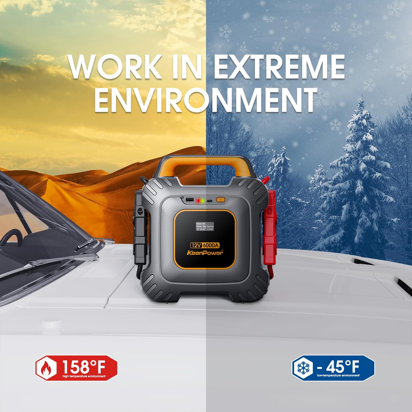 KeenPower 6000A Super Capacitor Battery-Less Jump Starter, Built-in 6 * 3000F Supercapacitor, No Traditional Battery