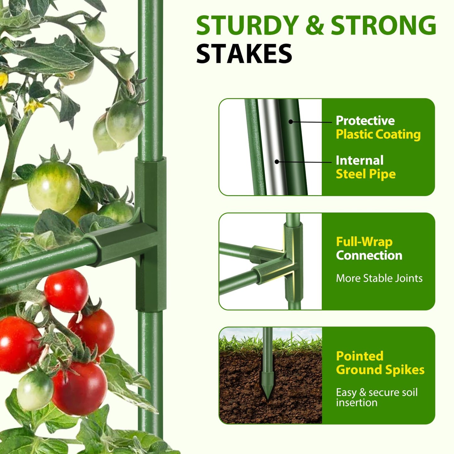 Suntee 3 Pack Tomato Cage with 10 Gallon Grow Bags, 48 Inch Tomato Cages for Garden Patio Balcony, Adjustable Height Tomatoes Plant Support for Climbing Vegetables Plants Flowers