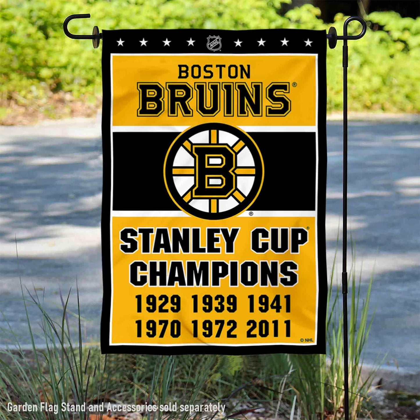 Boston Bruins 6 Time Stanley Cup Champions Double Sided Garden Flag