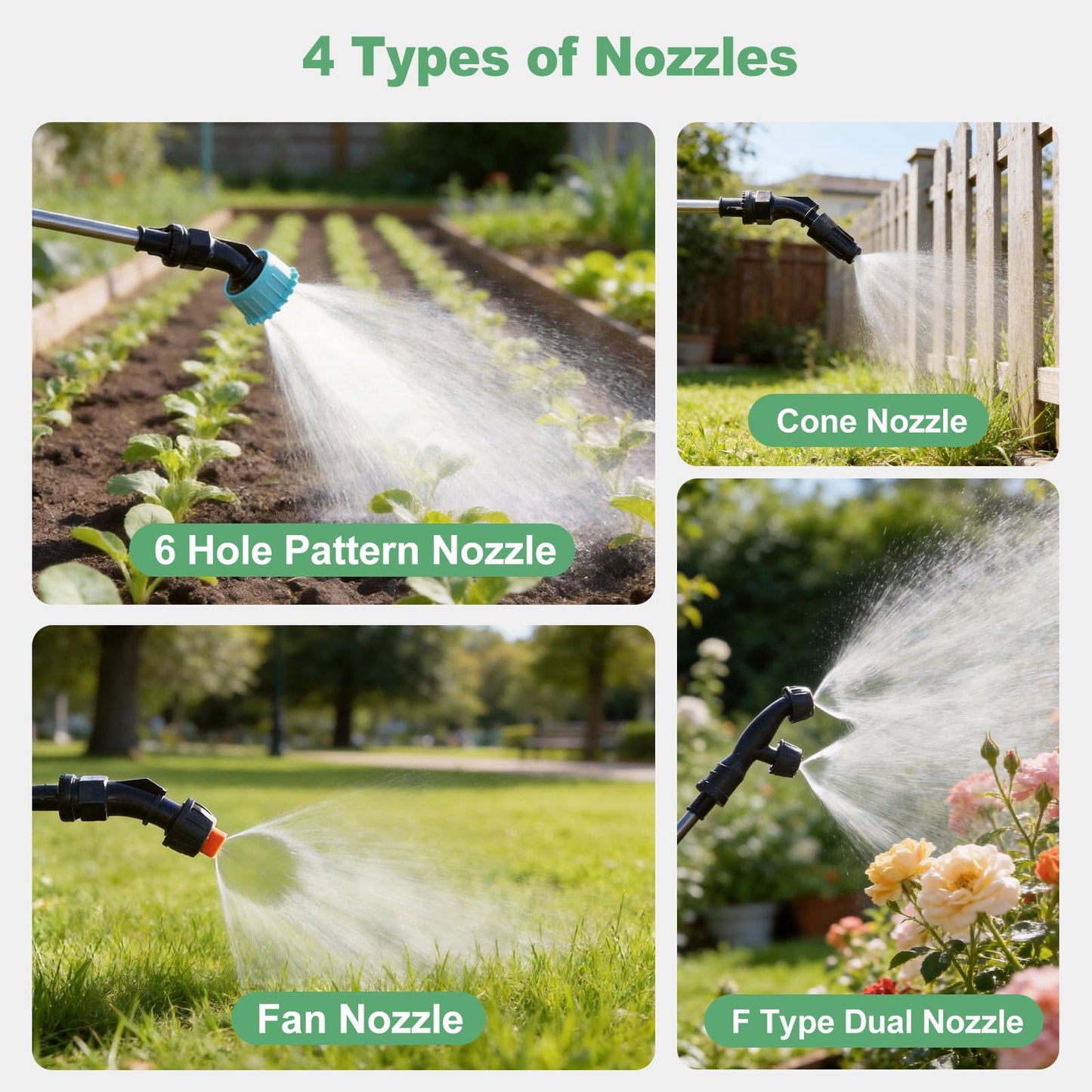 1.35 Gallon Battery Powered Sprayer, Electric Garden Sprayer with 3 Adjustable Pressures, Battery Indicator, Telescopic Wand, 4 Nozzles, Rechargeable Automatic Pump Sprayer for Lawn, Weed, Yard Care