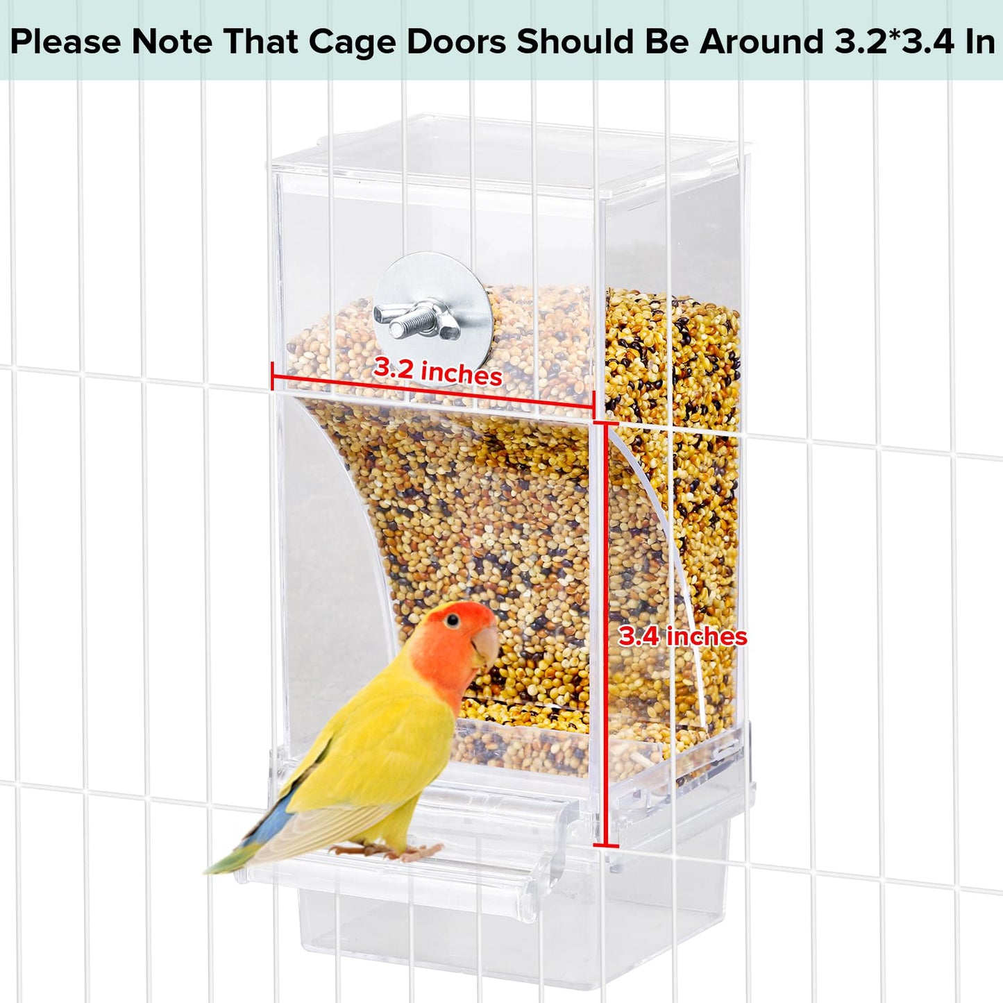 lemtrflo No Mess Bird Feeder Water Dispenser Set, Bird Feeder for Cage, Cage Accessories for Cockatiels, Finches, Budgies and Canaries