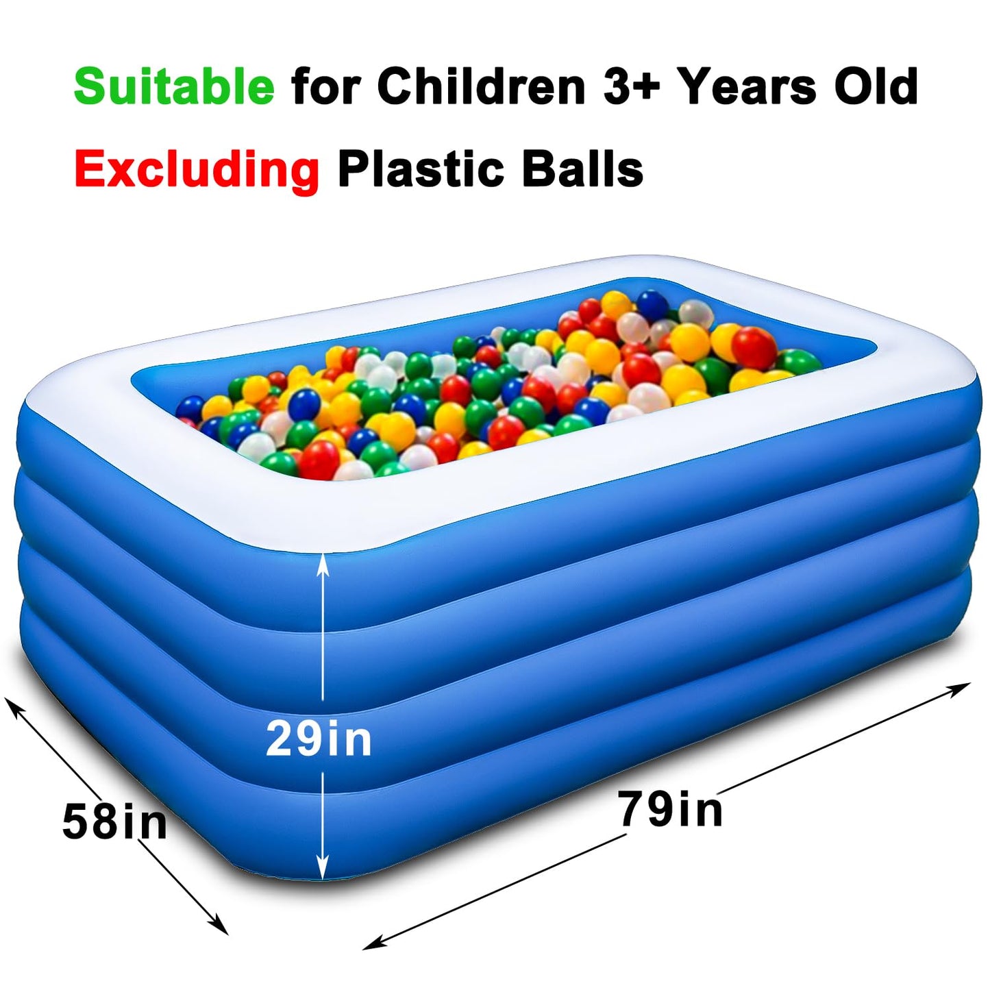 Inflatable Swimming Pool, 79" x 58" x 29" Thickened Family Above Ground Pool for Outdoor, Backyard, Garden, Summer Water Party