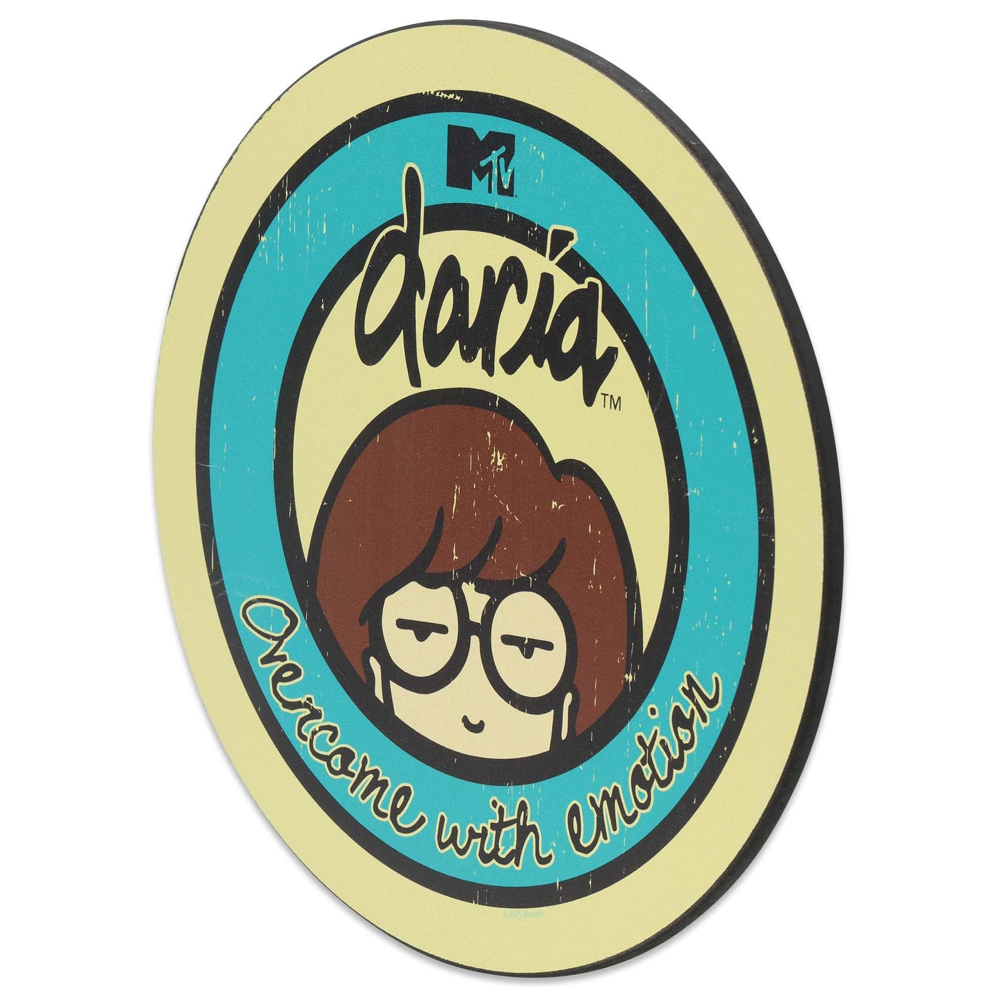 Daria Overcome With Emotion Round Wood Wall Decor - Funny Daria Sign for Home or Office