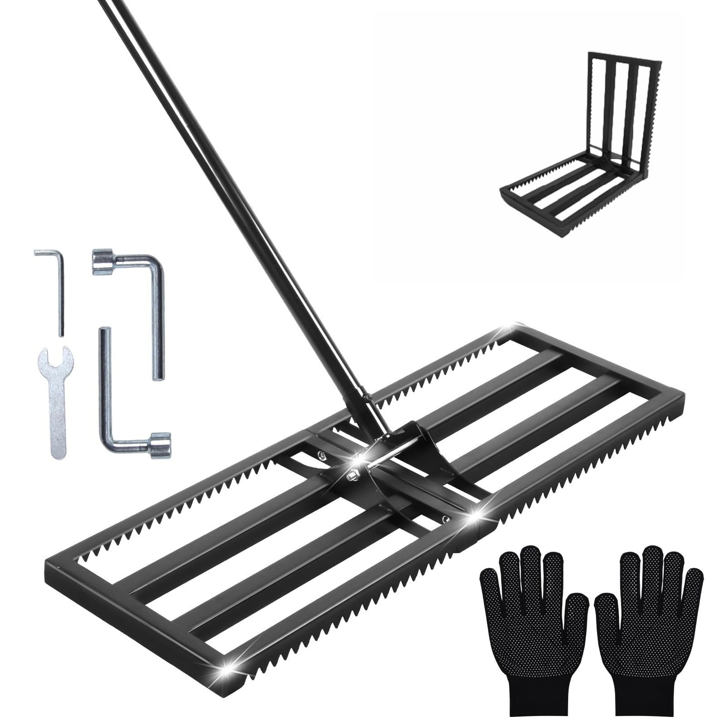 Top Soil Lawn Leveling Rake ,Lawn Sand Flea Rake Leveling 30”x10” Heavy Duty Leveler,Sand Spreader,16-77" Adjustable, for Sand,Top Soil Dressing,Yard Landscape,Ground Soil, Dirt,Grass