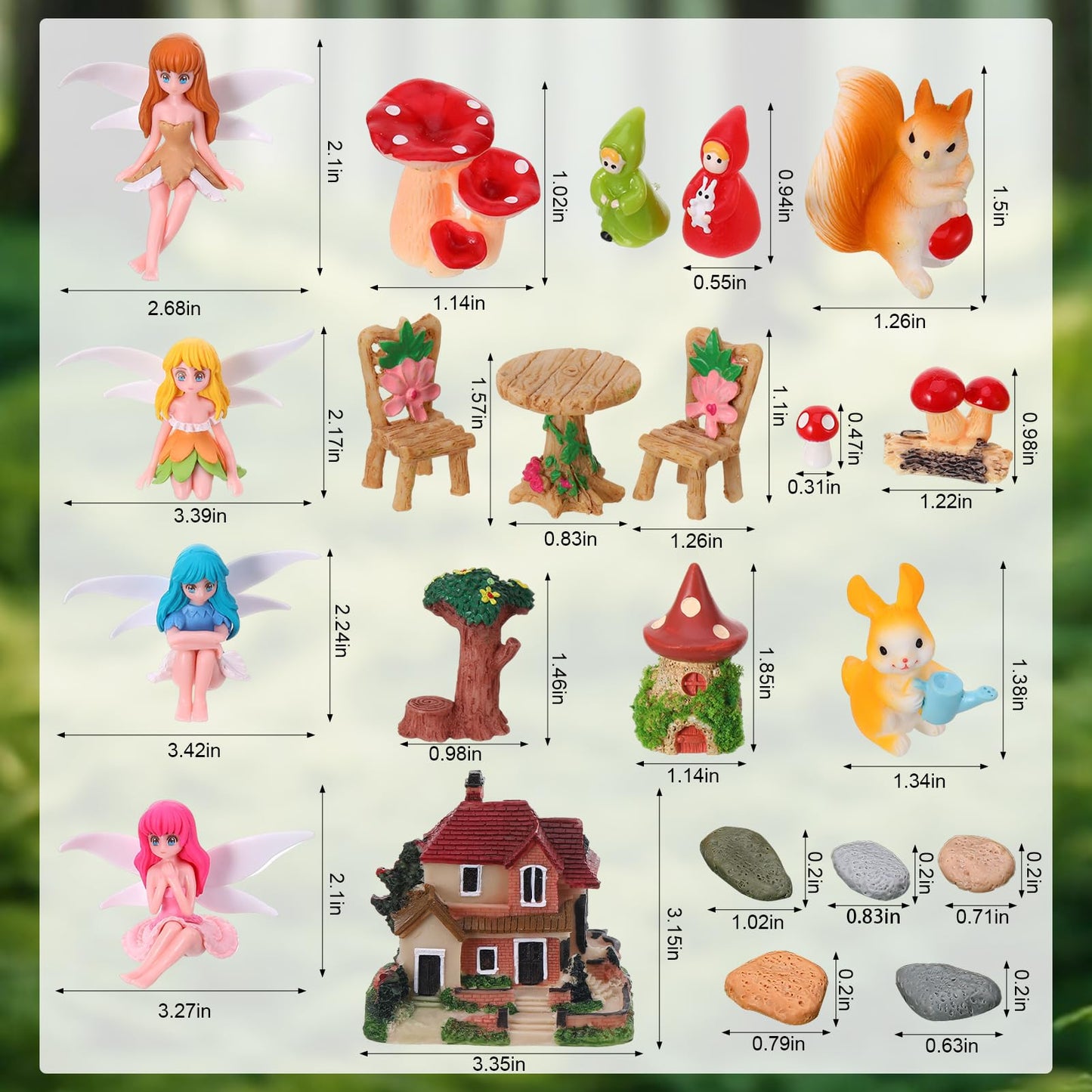 GGSTDDUP Fairy Garden Accessories, Miniature Garden Ornaments Included Mini Fairy Figures Tiny Gnome Figurines Enchanted Tiny House Set for DIY Landscape Potted Plants Dollhouse Desk Decor