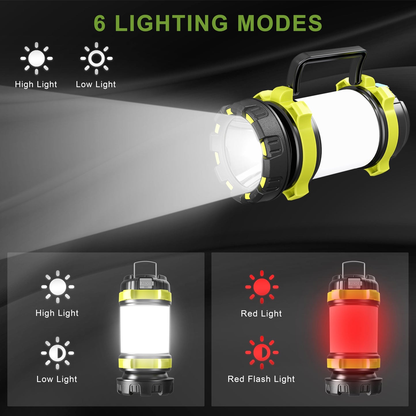 AlpsWolf Camping Lantern Rechargeable , Alpswolf Camping Flashlight 4000 Capacity, 6 Modes, IPX4 Waterproof, Led Lantern Camping, Hiking, Outdoor Recreations