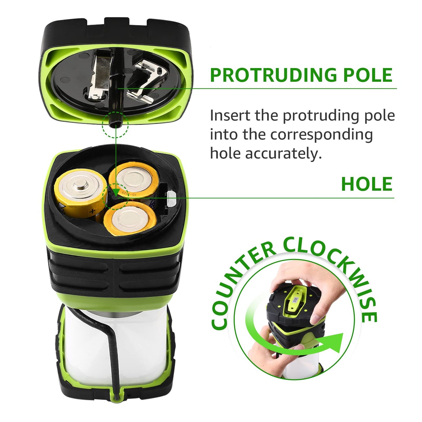 LE 1000LM Battery Powered LED Camping Lantern, Waterproof Tent Light with 4 Light Modes, Camping Essentials, Portable Lantern Flashlight for Camping, Emergency Light, Power Outages, Not Rechargeable