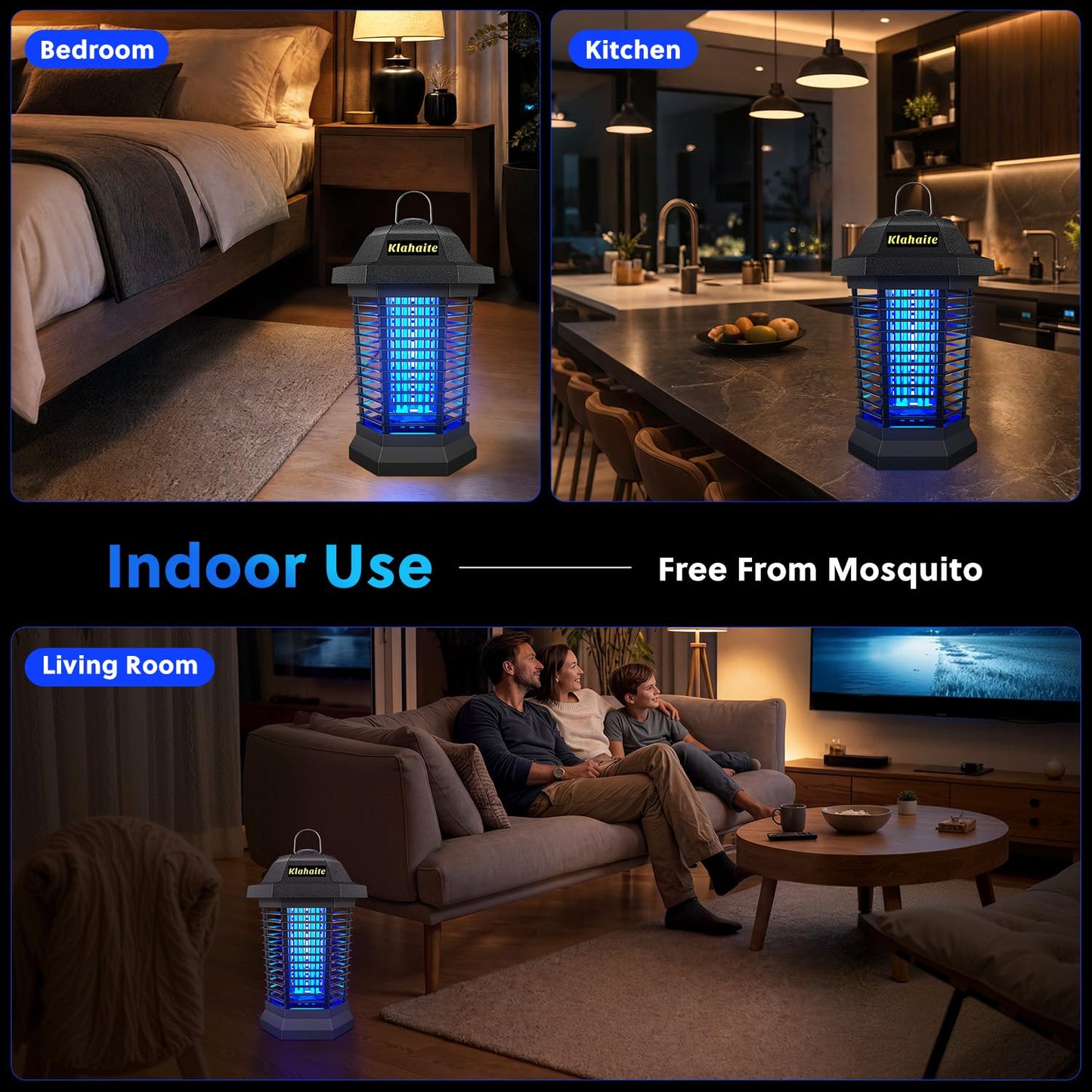 Klahaite Bug Zapper Outdoor, Electric Mosquito Zapper, Fly Zapper Indoor Fly Traps, Mosquito Repellent Outdoor Patio and Backyard Covers 1/2 Acre, 3 Prong Plug, 4200V, ABS Fireproof Plastic Outer