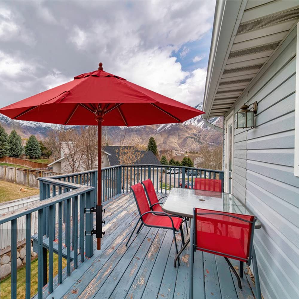 Wdwlbsm Patio Umbrella Holder Outdoor Deck Mount Umbrella Holder Heavy Duty Umbrella Clamp Hand-Turn Knob Umbrella Base Stand for Deck Railing, Fences，Docks, Courtyard Balcony, Patios
