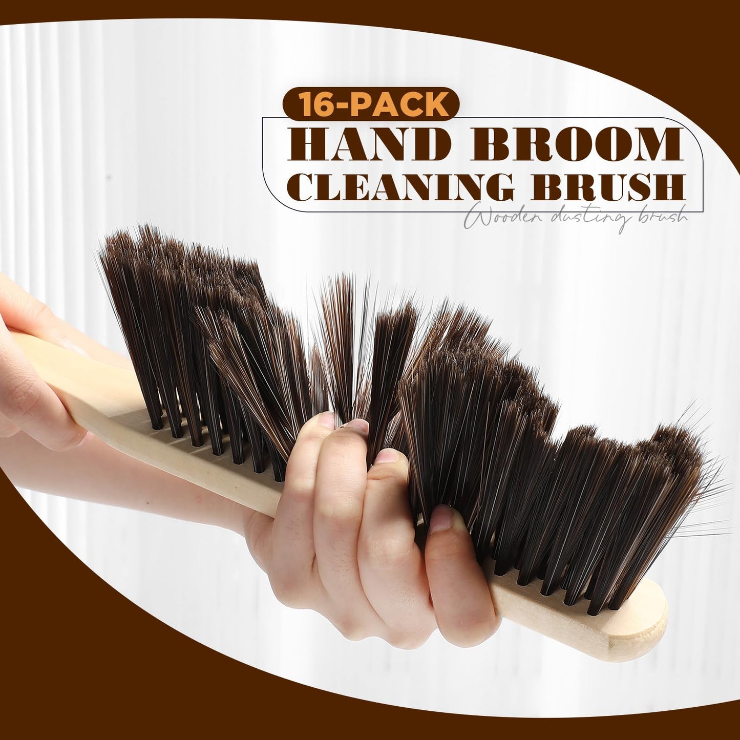Tioncy 24 Pieces Wooden Dust Brush Bulk Hand Broom Bench Soft Bristle Cleaning Outdoor Furniture Brushes with Long Wood Handle for Cleaning Car Bed Sofa Fireplace Couch Clothes