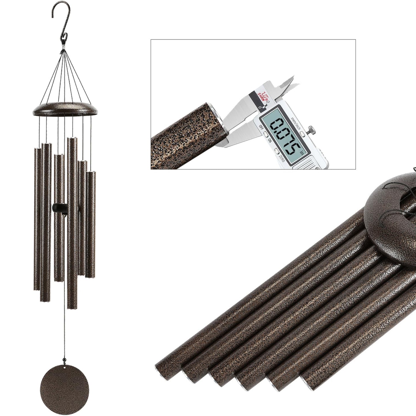 Large 40" Wind-Chimes-Outdoor-Deep-Tone, Soothing Melodic Tones Windchimes, Wind Chimes for Outside, Brown Memorial Wind Chime Best Gift for Mom Women Grandma Neighbors