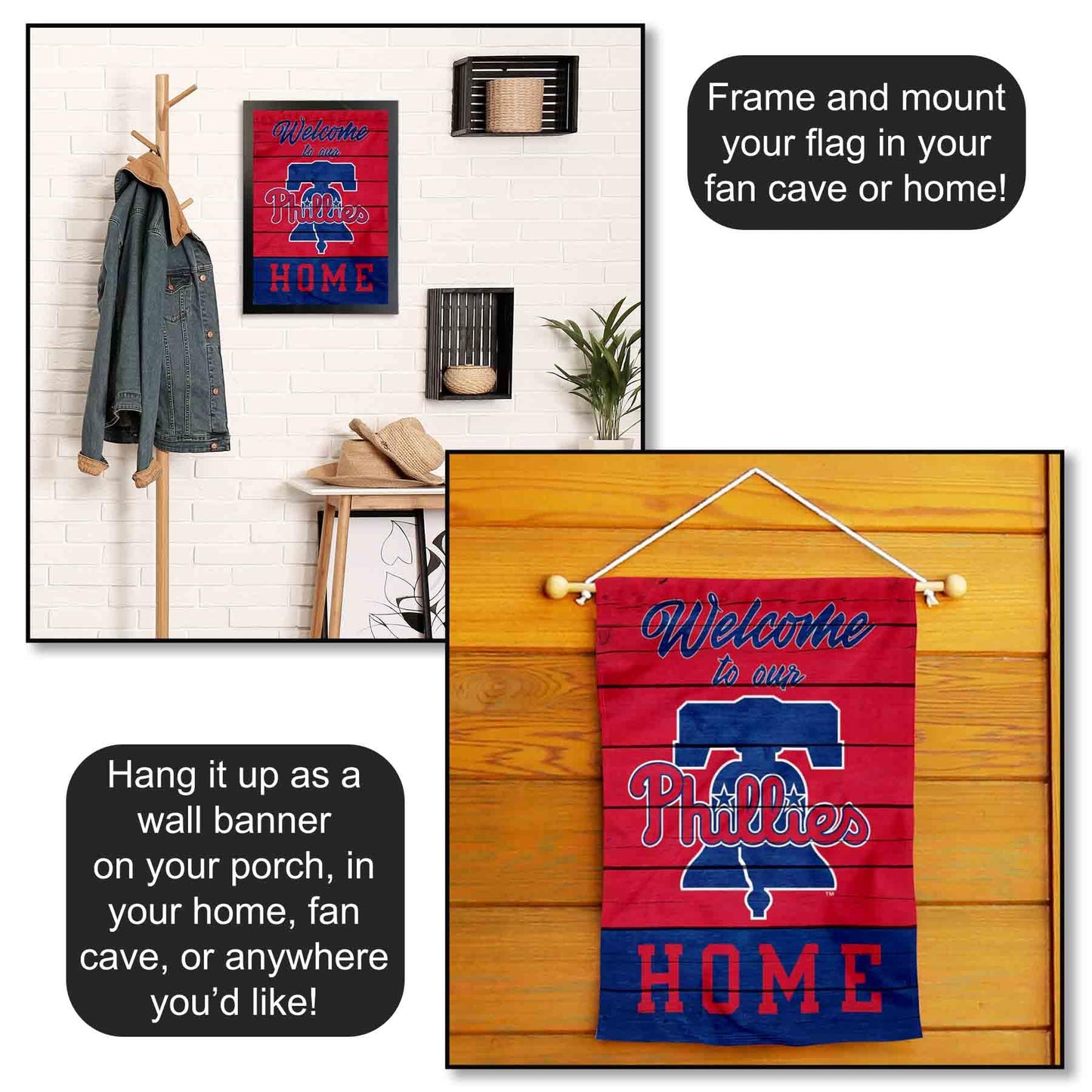 Philadelphia Phillies Welcome To Our Home Double Sided Garden Flag