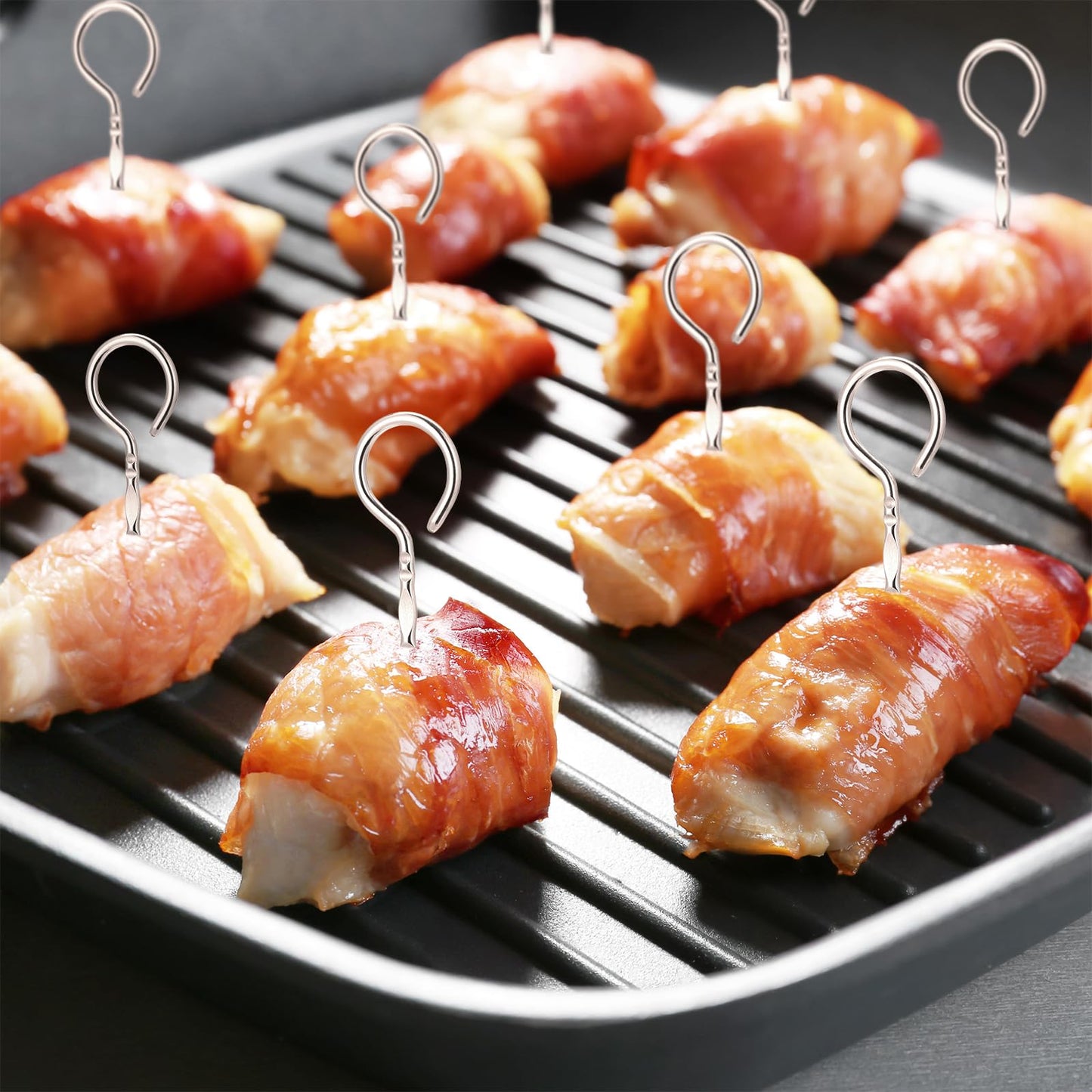50 Stainless Steel Grill Pins Reusable Metal Round BBQ Skewer Stainless Steel Food Steak Skewe Mini Short BBQ Accessories Connecting Fruits & MeatI for Baking Camping Family Gatherings