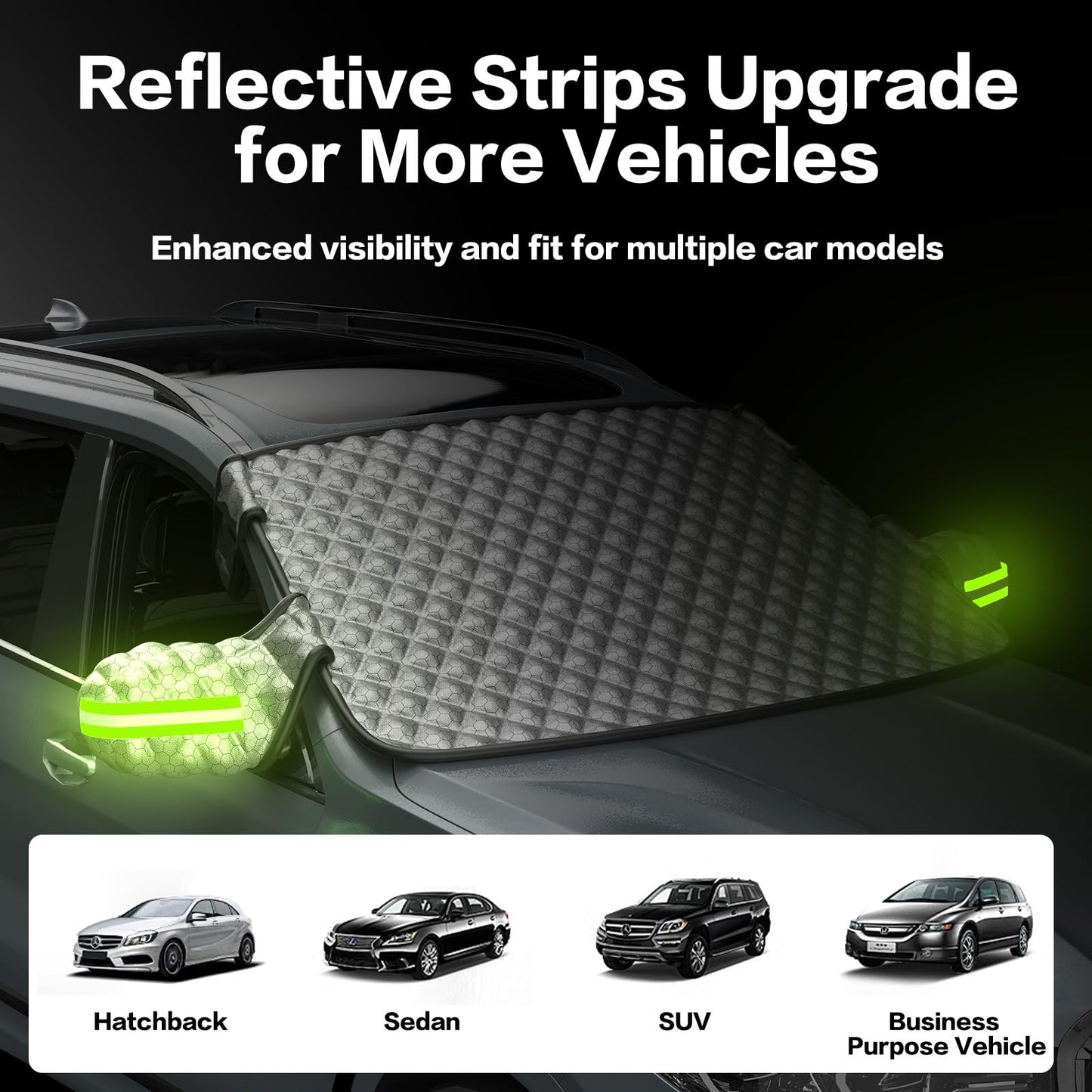 AUTOWOEL Windshield Snow Cover for Winter - Custom Fit Graphene Car Windshield Cover Outside for Ice, Snow & Hail Protection | Frost Guard with Storage Bag for SUV and Sedan (Small)