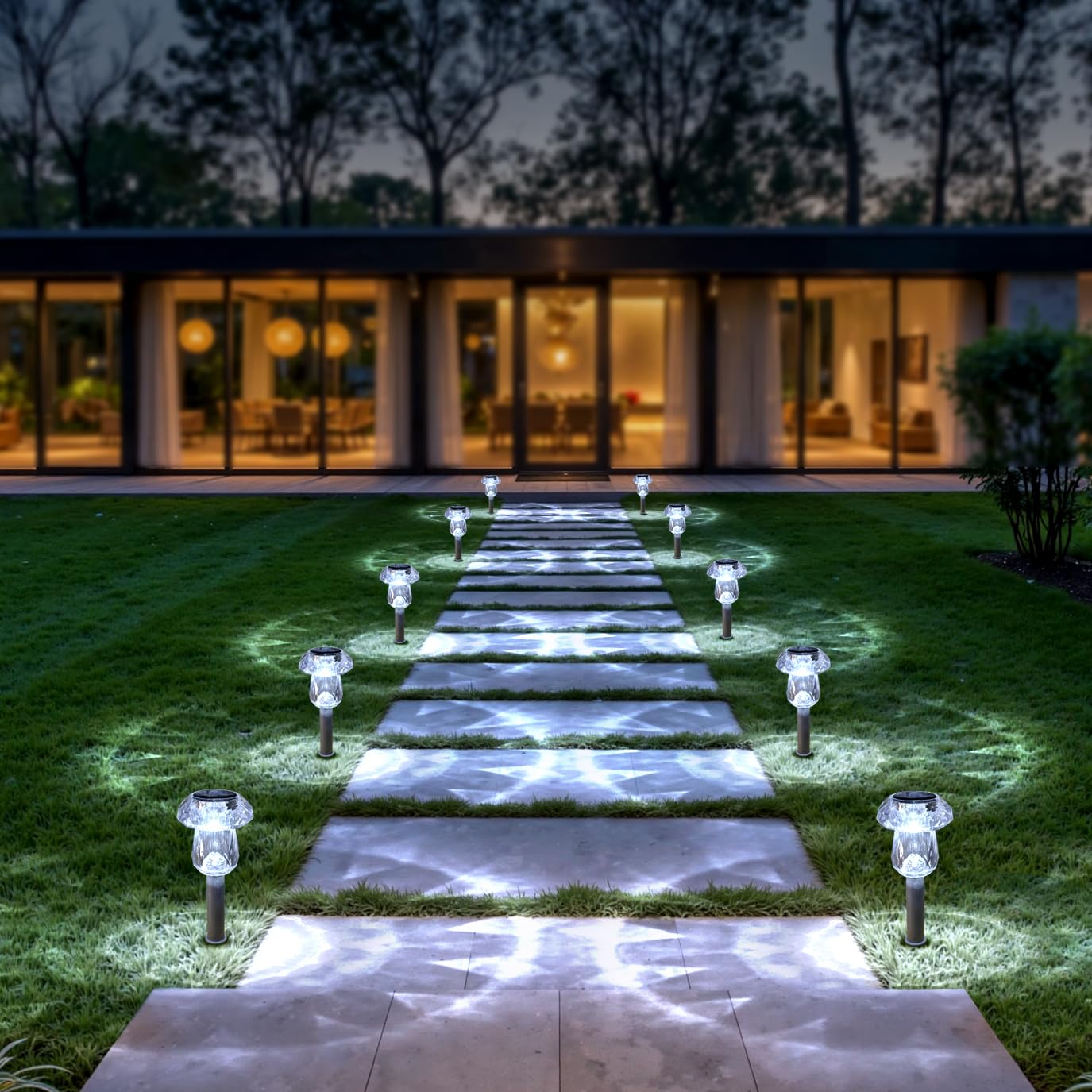 Mancra Solar Pathway Lights Outdoor, 8 Pack Mushroom Solar Lights Outdoor Waterproof Dusk to Dawn Solar Garden Lights for Yard Walkway Garden Decor, Cool White