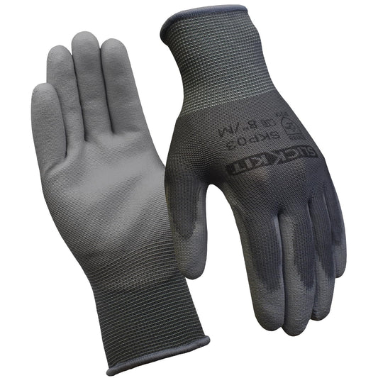 SLICK KIT Work Gloves PU Coated, for Men and Women, Ideal for General Duty Work, 12 Pairs, Grey (Extra Large/10)