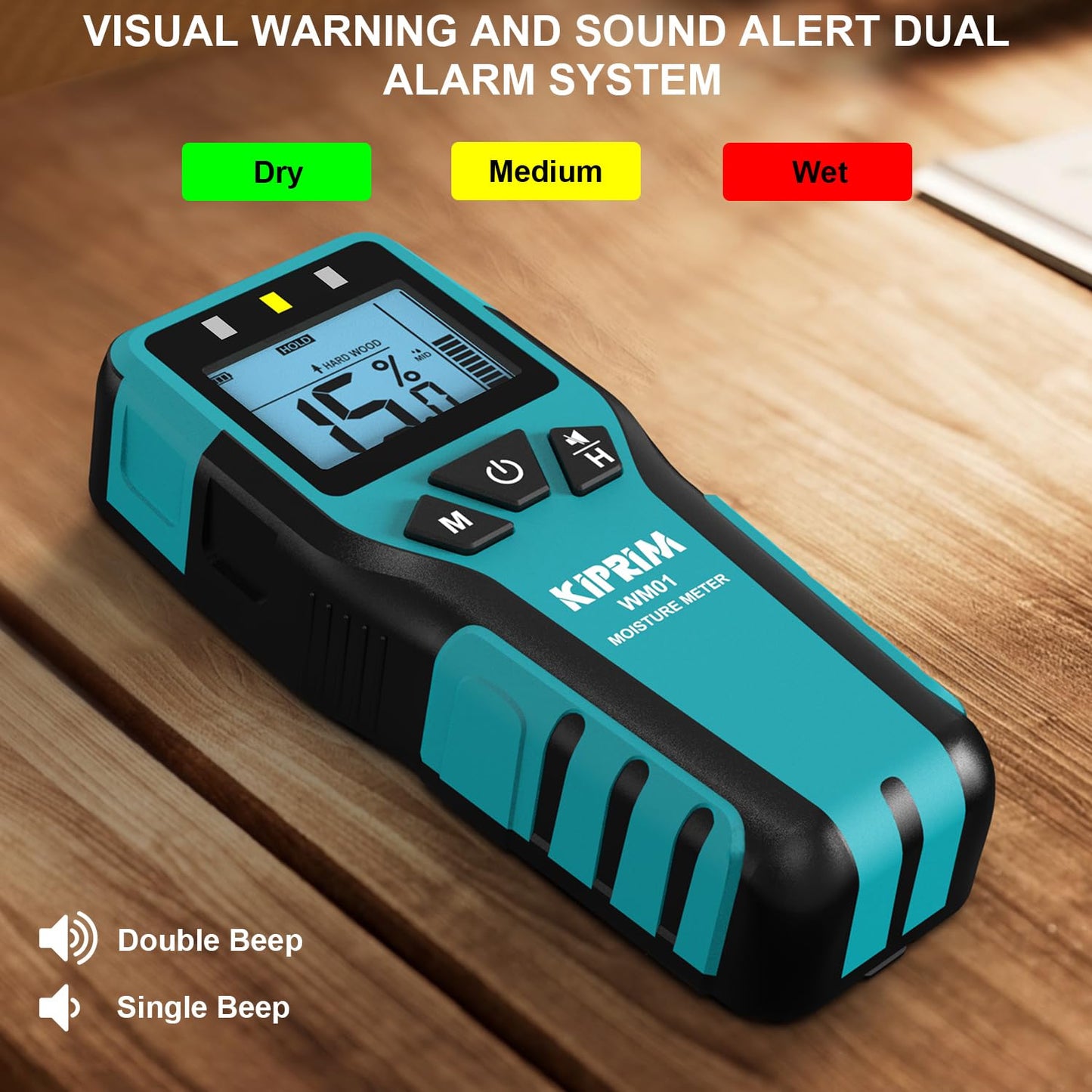 Kiprim Pinless Moisture Meter Home Moisture Level Tester Damp Meter for Floor,Wood, Walls, Concrete – Accurate Non-Destructive Testing Moisture Meter WM01