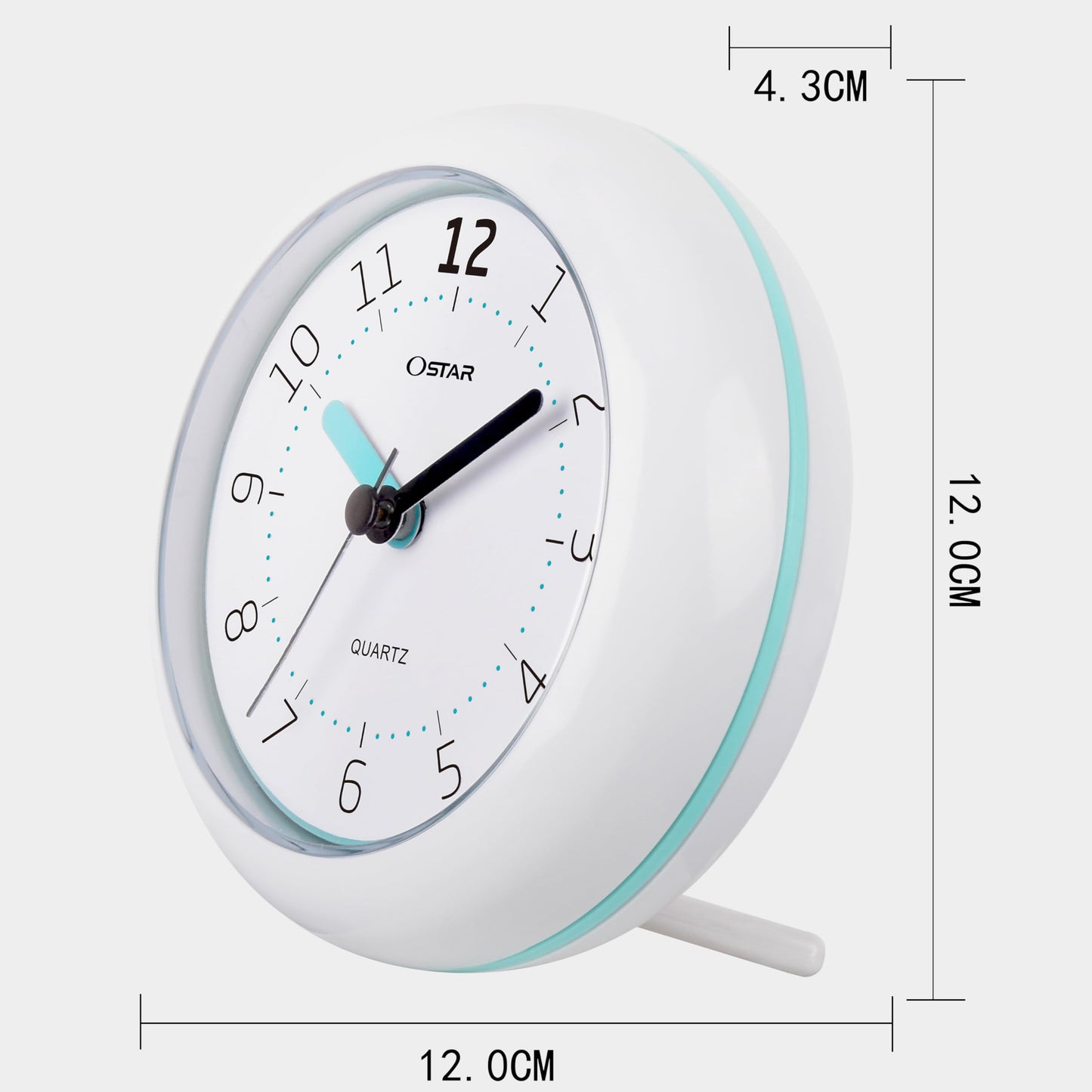 OSTAR Waterproof Bathroom Shower Clock, Analog Quartz Clock Hanging Stand Dual Purpose, One AA Battery Operated 4.72 inch Round Size