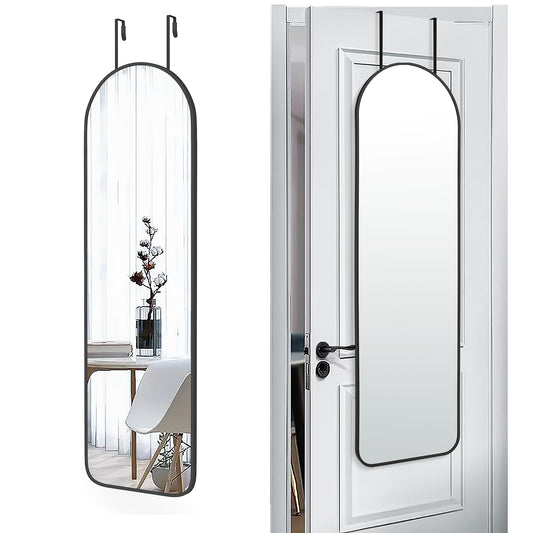 SCWF-GZ 47x14 Mirror Full Length Back Door Hanging or Wall Mounted Aluminum Metal Frame Arch Mirrors for Entryway Bedroom Bathroom Dressing Living Room 47 14 inch Black