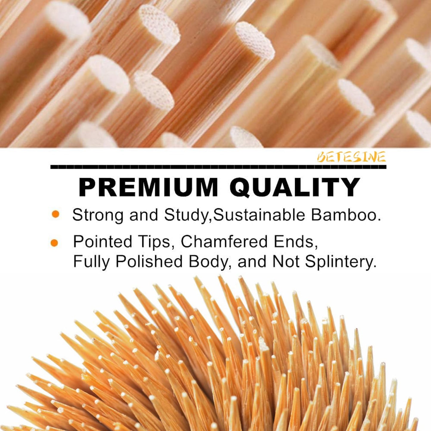 BETESINE 24 Inch Bamboo Marshmallow Roasting Sticks, 100 Pack 6.3mm Thick S’mores Sticks for Fire Pit, Campfire, BBQ, Hot Dogs & Camping, Natural Disposable Bamboo