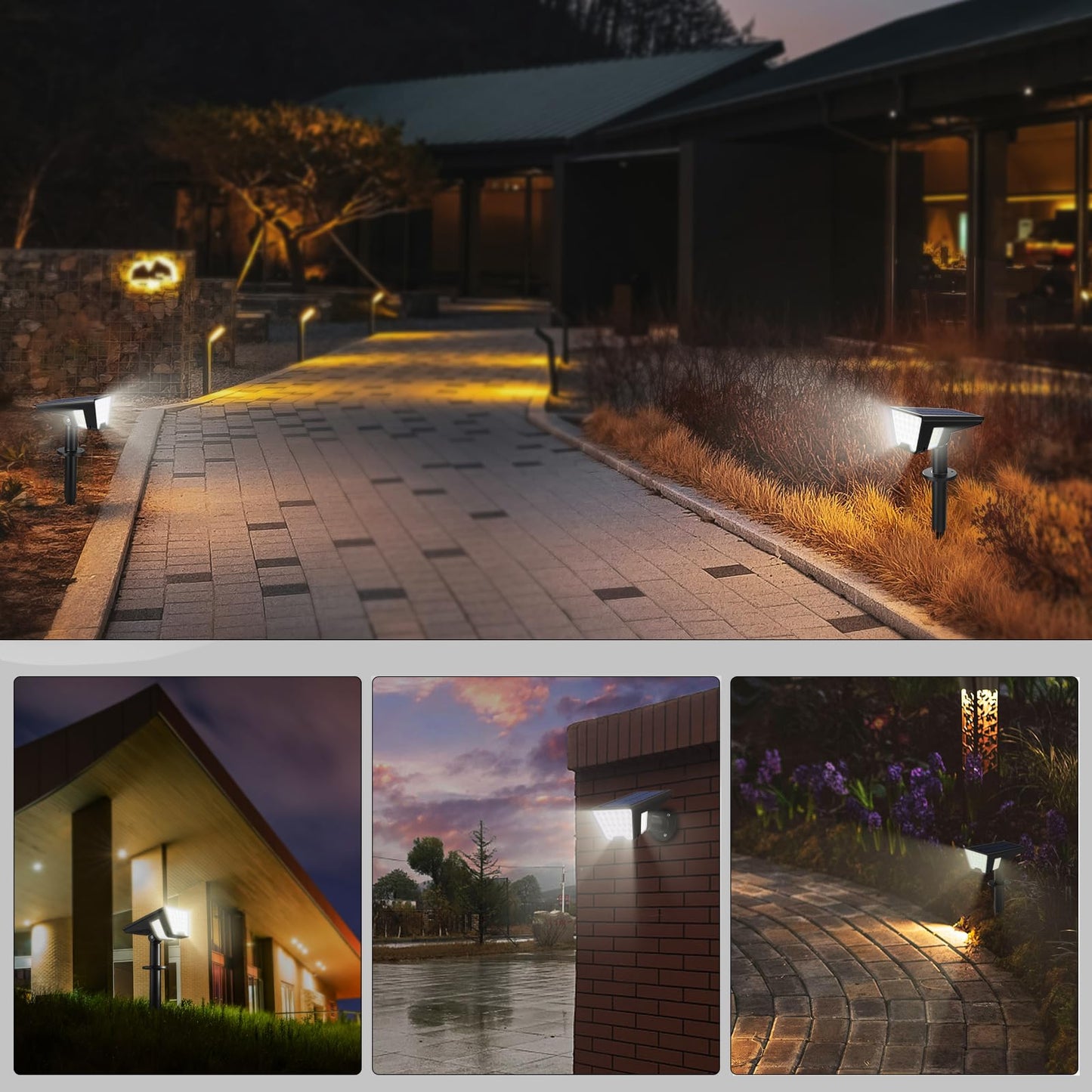 Latband Solar Spot Lights Outdoor IP65 Waterproof, 53 LEDs Solar Powered Garden Yard Lights Outdoor 3 Modes Landscape Spotlight Wall Light with Auto On/Off for Driveway Porch 2 Pack (Cool White)