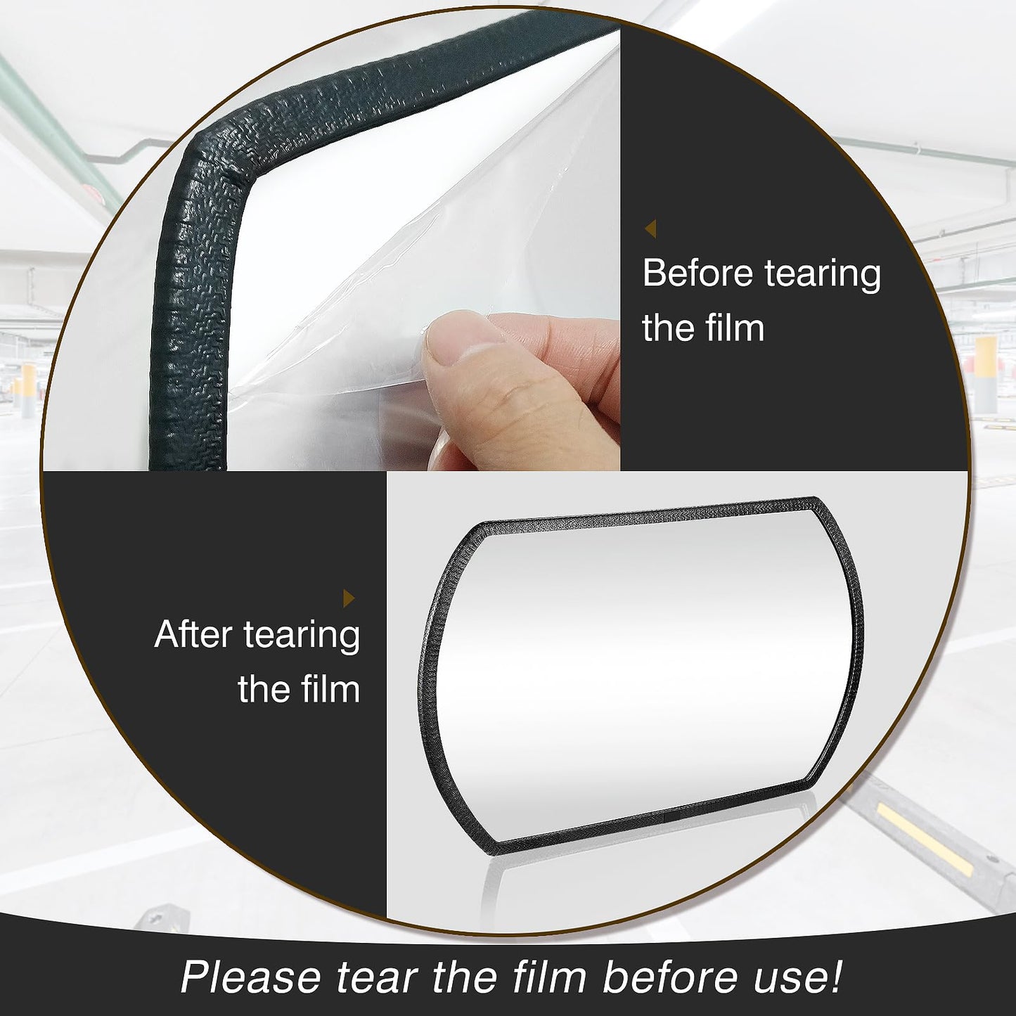 2 Pcs Acrylic Garage Parking Mirror 24" x 15" Convex Security Mirror Rectangular Convex Corner Mirror Blindspot Mirror with Protective Film for Driveway Traffic
