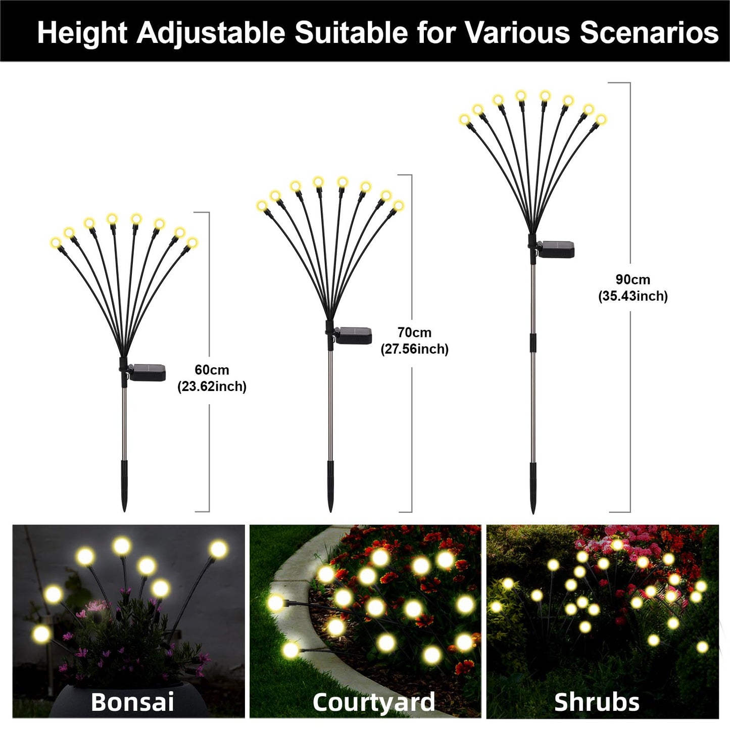 Galavasen Firefly Lights Solar Outdoor, 8 Modes 800mAh Swaying Solar Firefly Garden Lights Stakes Outdoor Waterproof for Outside Yard Patio Plant Christmas Holiday Garden Decor Warm White(6 Pack)