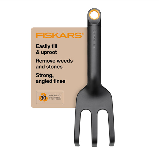 Fiskars Eco Cultivator with Wide Angled Tines, Ergonomic Handle, UV Resistance, Ideal for Loosening Soil and Removing Weeds