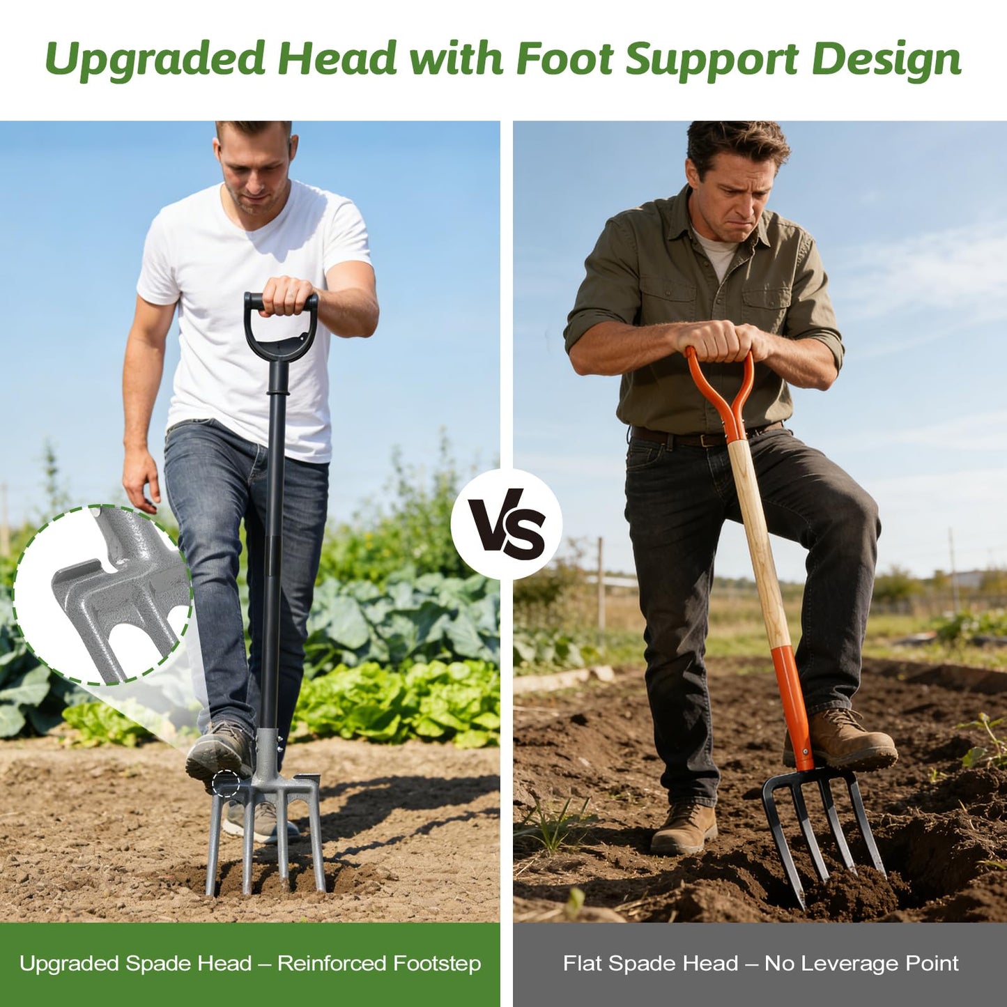 TAILERNRUYE Gardening Pitchfork, 4-Tine Garden Fork 47” Heavy Duty Digging Manure Forks for Mulch Spreading Loosening Hay Potato Digging Composting Transplanting Aeration Farm Garden