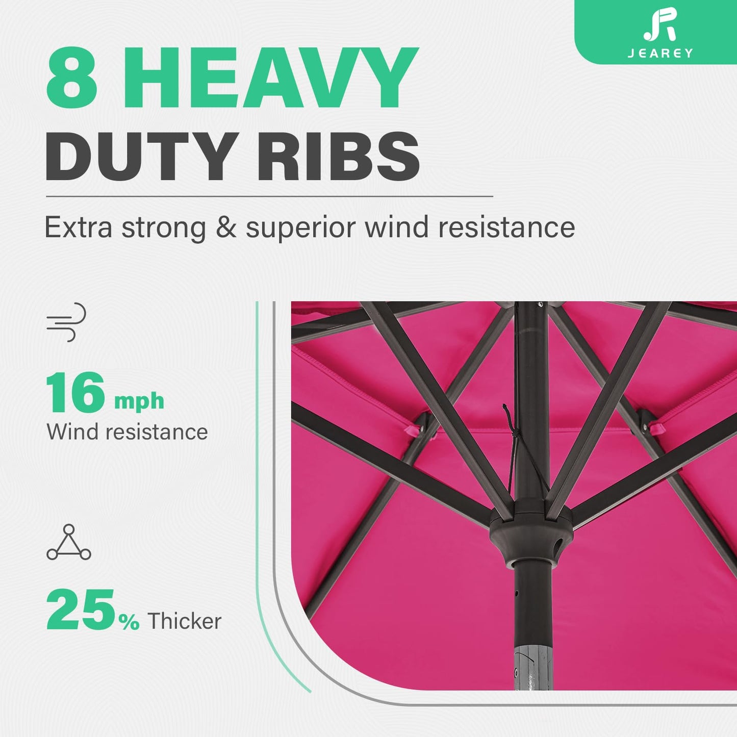 JEAREY 9' 2-Tiers Patio Umbrellas Outdoor Table Market Umbrella w/Push Button Tilt/Crank, 8 Sturdy Ribs, UV Protection Waterproof Sunproof(Rose Pink)