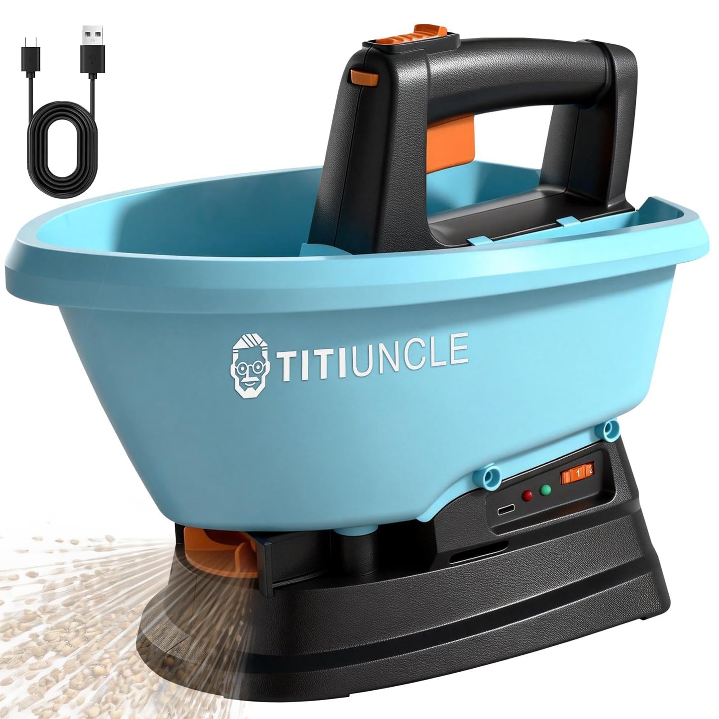 3L Electric Seed Spreader Handheld for Lawns, 7.2V Battery Powered 135° Fertilizer/Grass Seed/Salt/Ice Melt Spreader Cordless Rechargeable, Large Capacity for 6400 Sq.Ft, 7 Settings/5 Angles Adjust