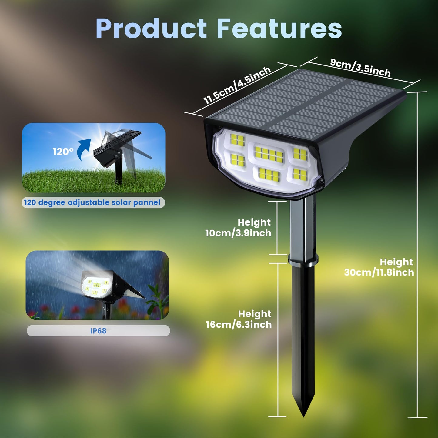 LuViva Solar Spot Lights Outdoor IP68 Waterproof, Ultra-Bright Performance，Simple Modes for Easier Operation, Auto On/Off，Solar Powered Landscape Lights for Garden, Yard, Pathway (Cool White, 4 Pack)