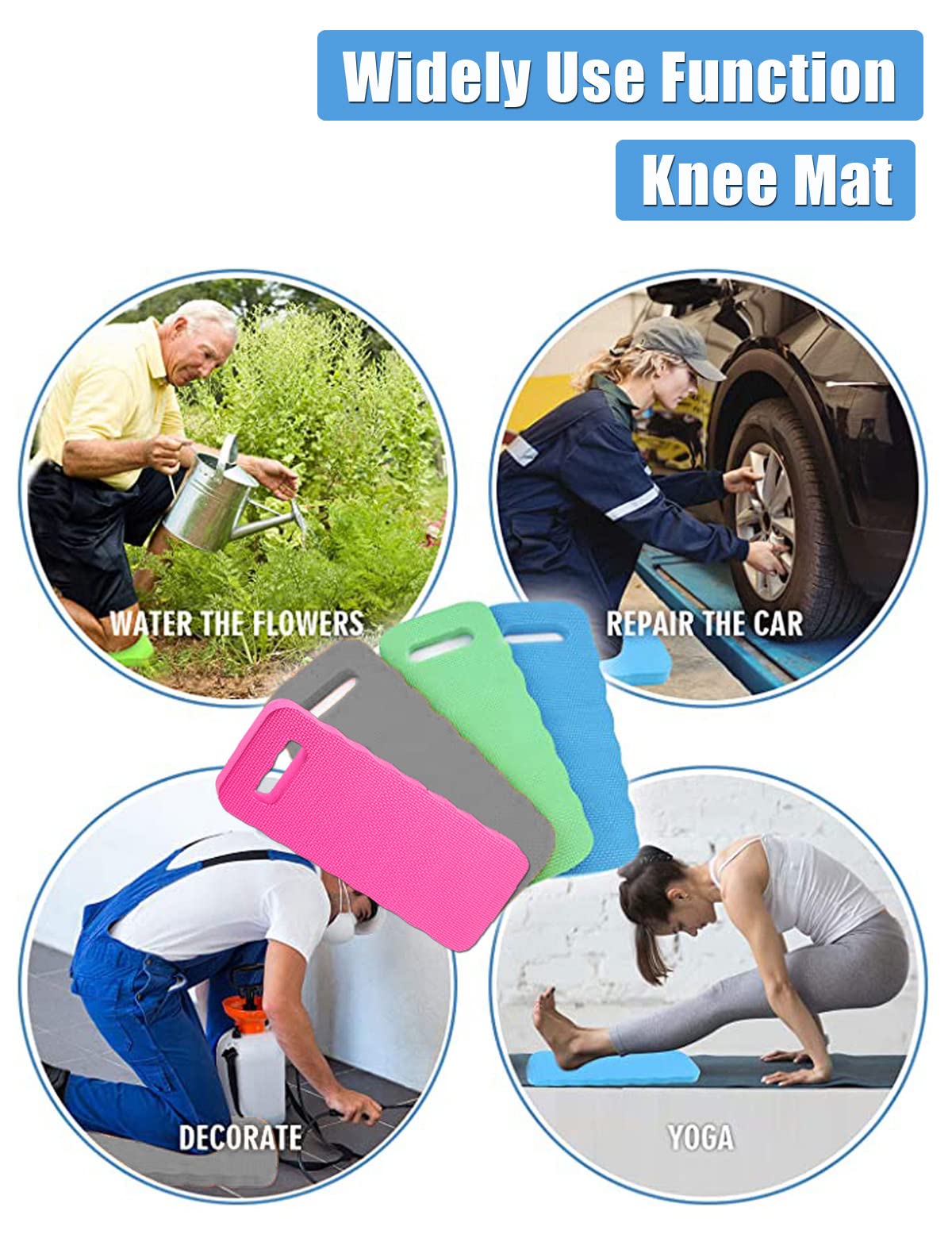 YWSHF 2 PCS Garden Kneeling Pad,Knee Mat Waterproof Foam Knee Pads for Gardening,Cleaning,Baby Bath,Yoga,Praying and Exercise 15.745'' x 7.09'' x 0.79'' Grey
