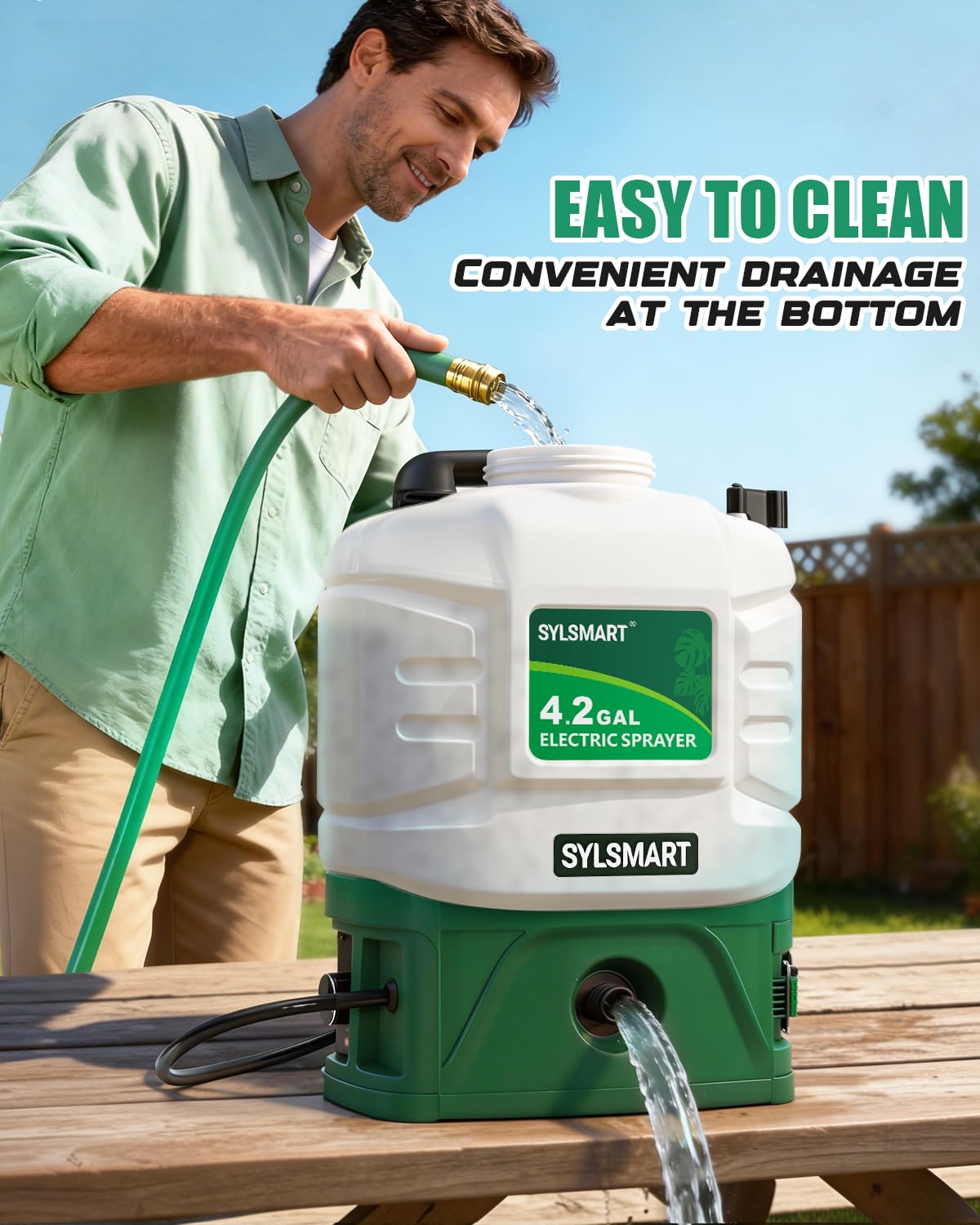 Sylsmart Battery Powered Backpack Sprayer 4 Gallon, 0-100 PSI Strong Electric Sprayer Compatible with Makita 18V Battery, 5 Nozzles, Weed Sprayer for Lawn & Garden, Yard, Fertilizer (Battery Inc)