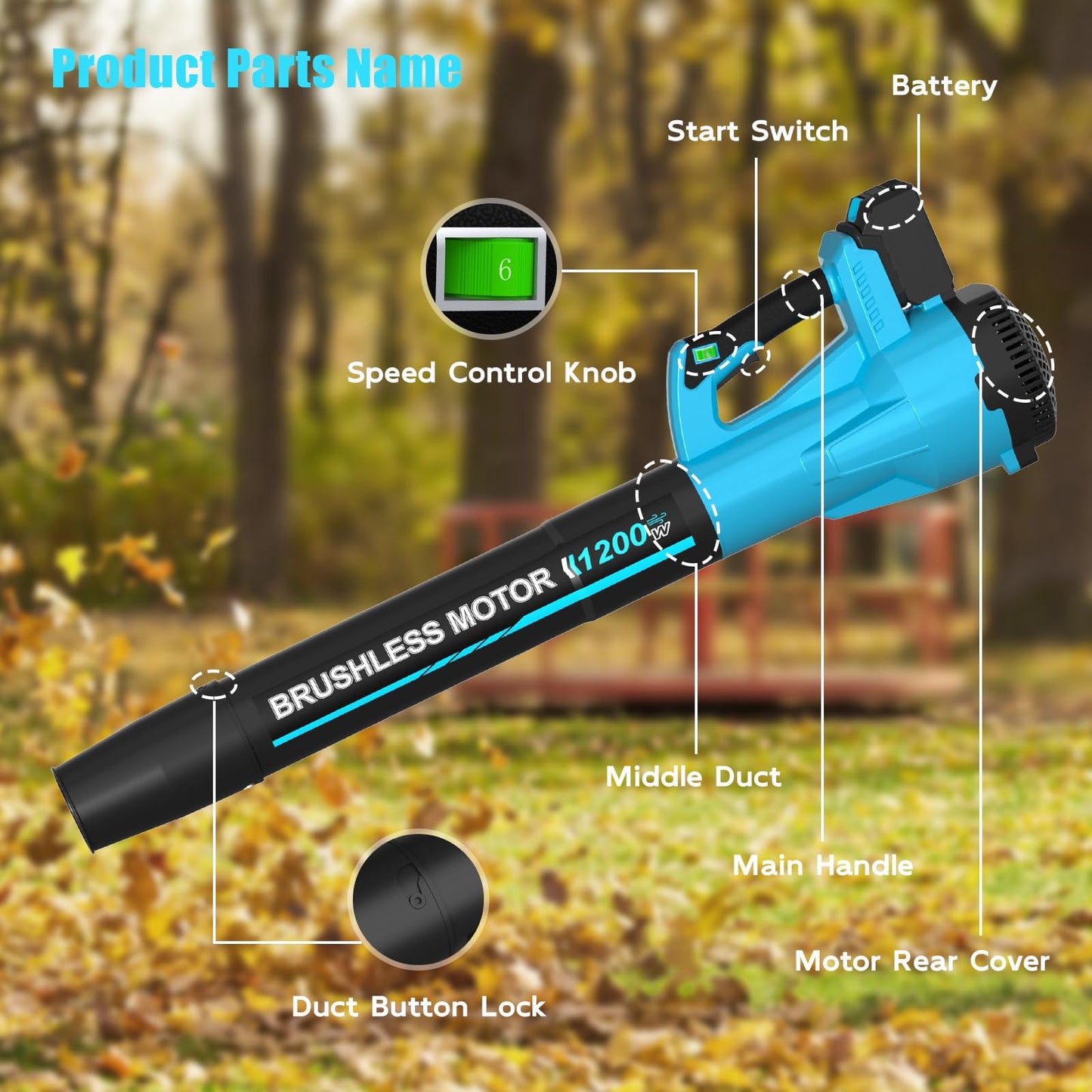 Leaf Blower,Cordless Leaf Blower with 2 X 4.0Ah Battery and Charger,6 Speed Mode Electric Leaf Blowers Cordless for Blowing Leaves,Blowers for Yard Garden Lawn Care and Dust,Gifts(M-Blue)