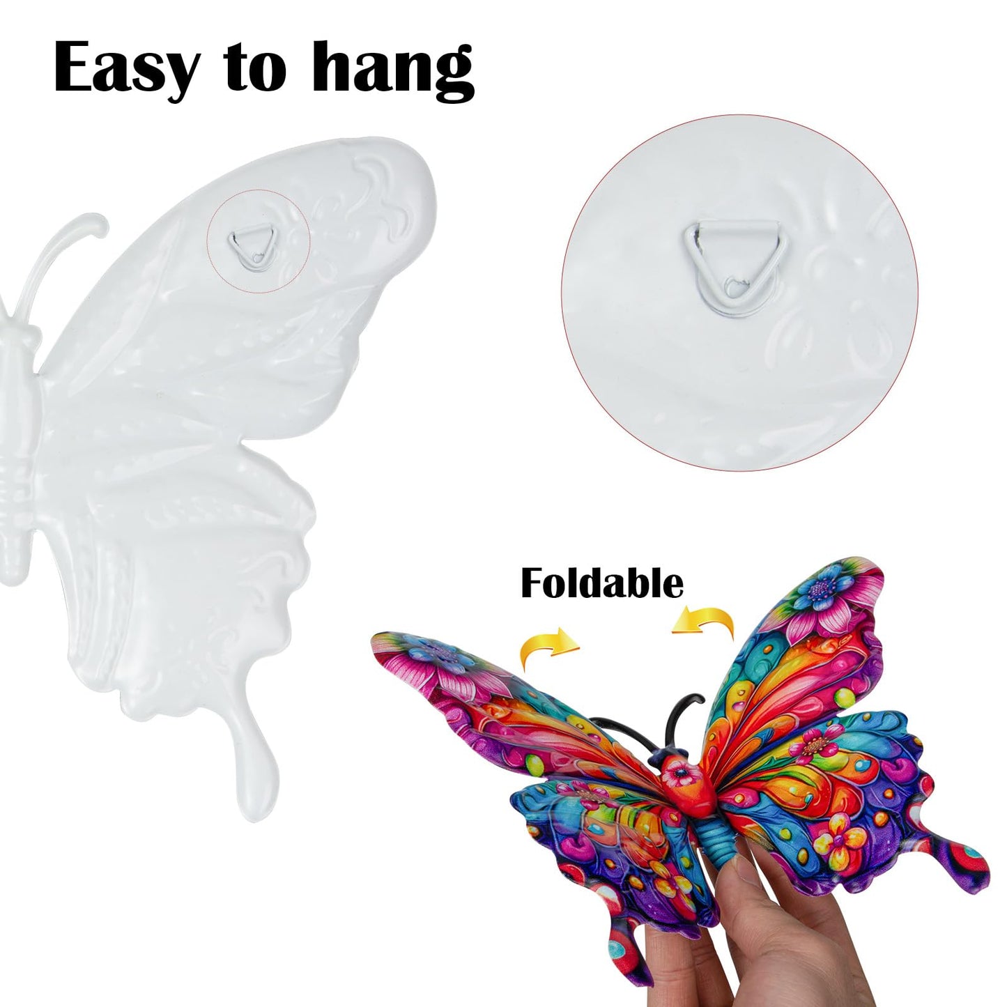 SUNREEK 4Pcs Metal Butterfly Wall Decor, 9 Inches Butterfly Outdoor Wall Art for Fence Garden Yard Room Patio Balcony Decorations