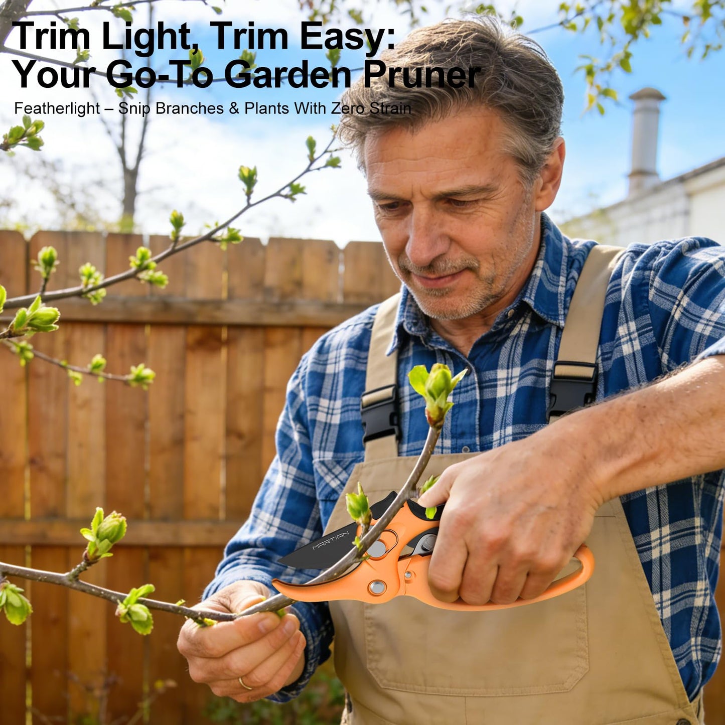 8" Detachable Blade Garden Shears – Heavy-Duty SK5 High Carbon Steel, Easy-Release Blades for Pruning, Trimming & Cleanup | Ergonomic Non-Slip Grip