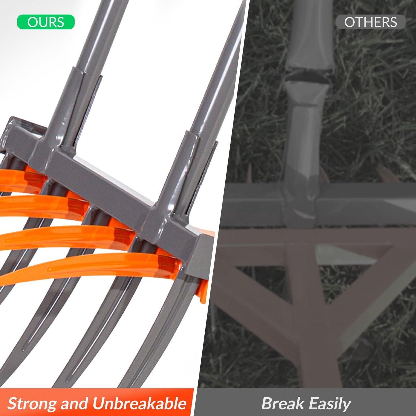 Walensee Broad Fork Garden Tool, 9 Tines Heavy Duty Broadfork Hand Tiller, 2-in-1 Garden Pitchfork with Ergonomic U-Shaped Handle, Spading Digging Fork for Gardening, Cultivating
