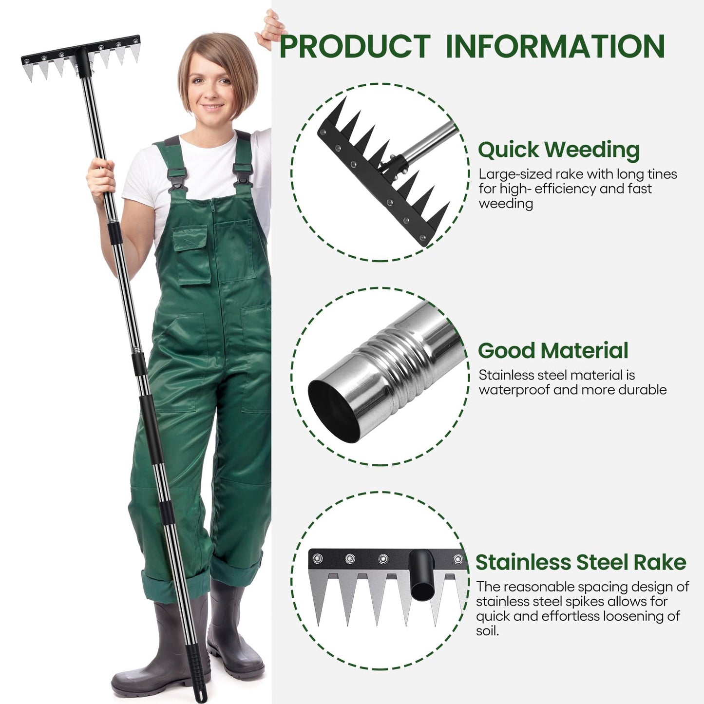 Stainless Steel Weeding Tool withSaw Blade - 4-Section Detachable Handlefor Effortless Gardening, YardWork & Weed Removal