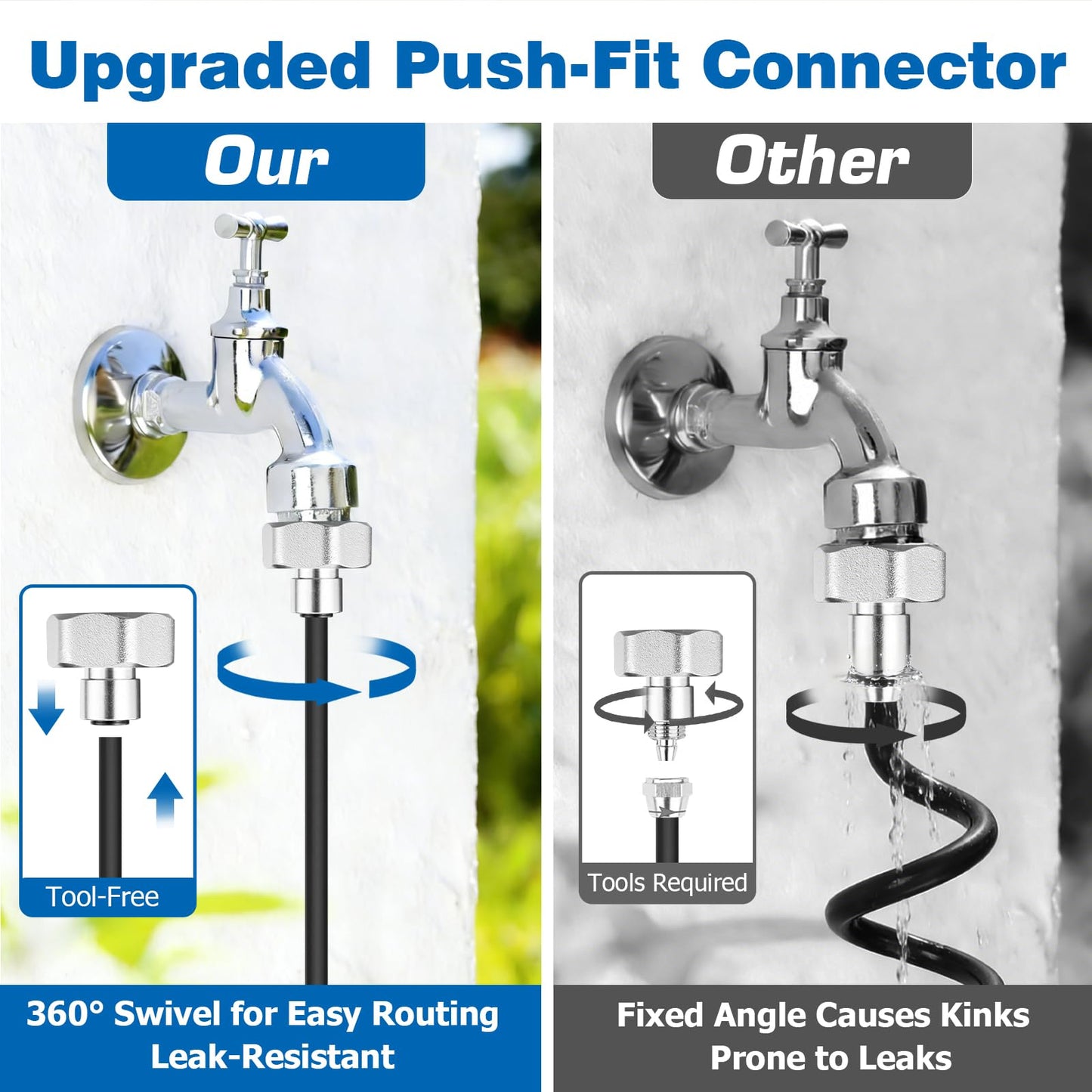 Mellbree Misters for Outside Patio 30FT/9M, Pre-Assembled Misting Cooling System with 8 Brass Nozzles & 3/4" Adapter, Outdoor Mister for Backyard, Garden, Greenhouse, Chicken Coop, Dog House