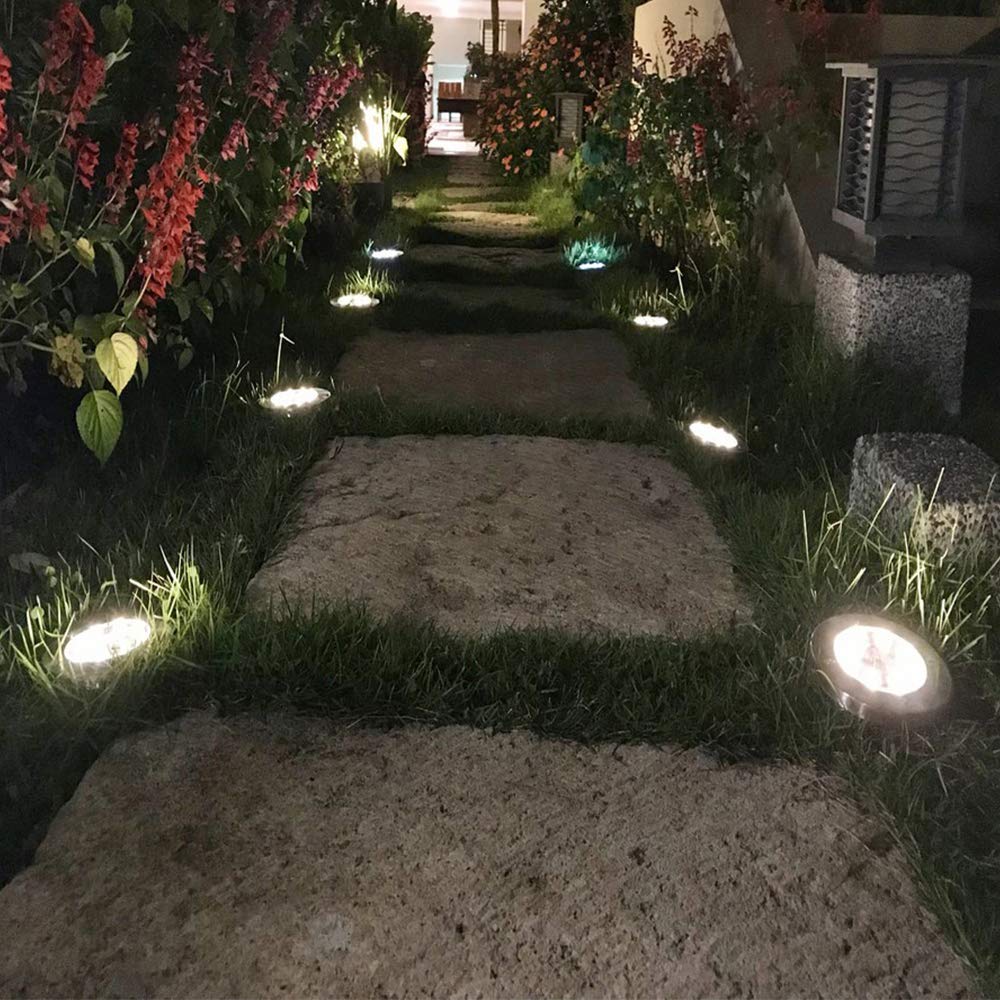 ZGWJ 8 Pack Solar Ground Lights,8 LED Solar Garden Lights Outdoor Waterproof Landscape Lighting for Yard Walkway Patio Lawn Driveway Decoration Warm White