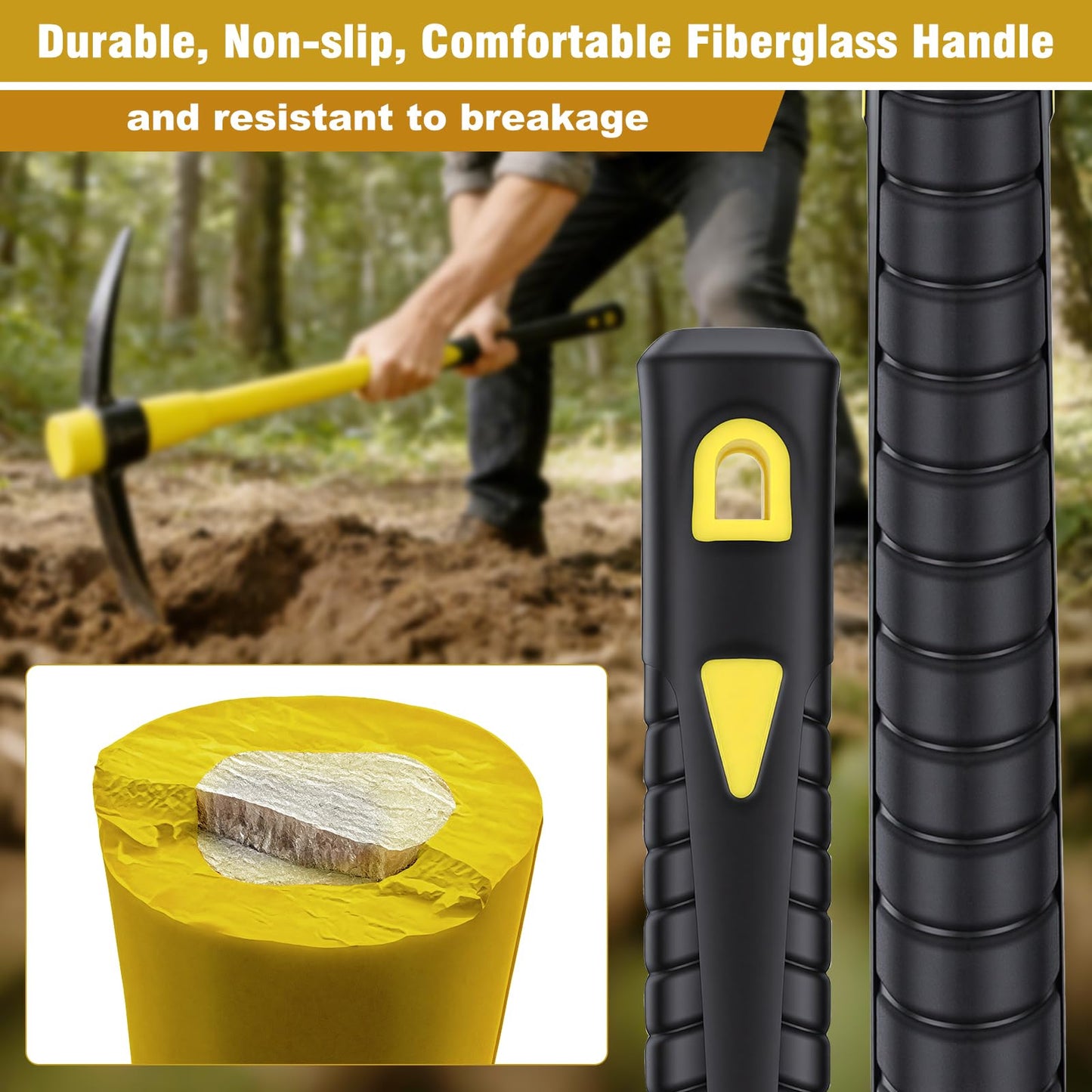 NAUKII 36 inch Garden Hoe Fiberglass Handle Hoe Garden Tool Carbon Steel Hand Tools