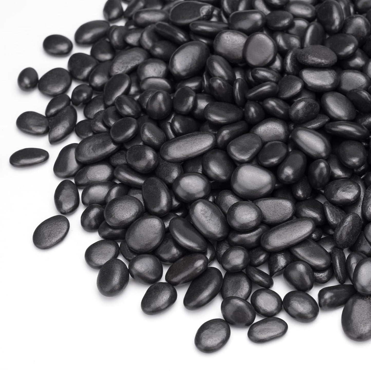 Pulovin 10 lbs Black Pebbles for Indoor Plants, Succulent, Bamboo, Vase, 3/8" Plant Rocks for Pots Indoor, Small River Rocks Decorative Pea Gravel, Highly Polished